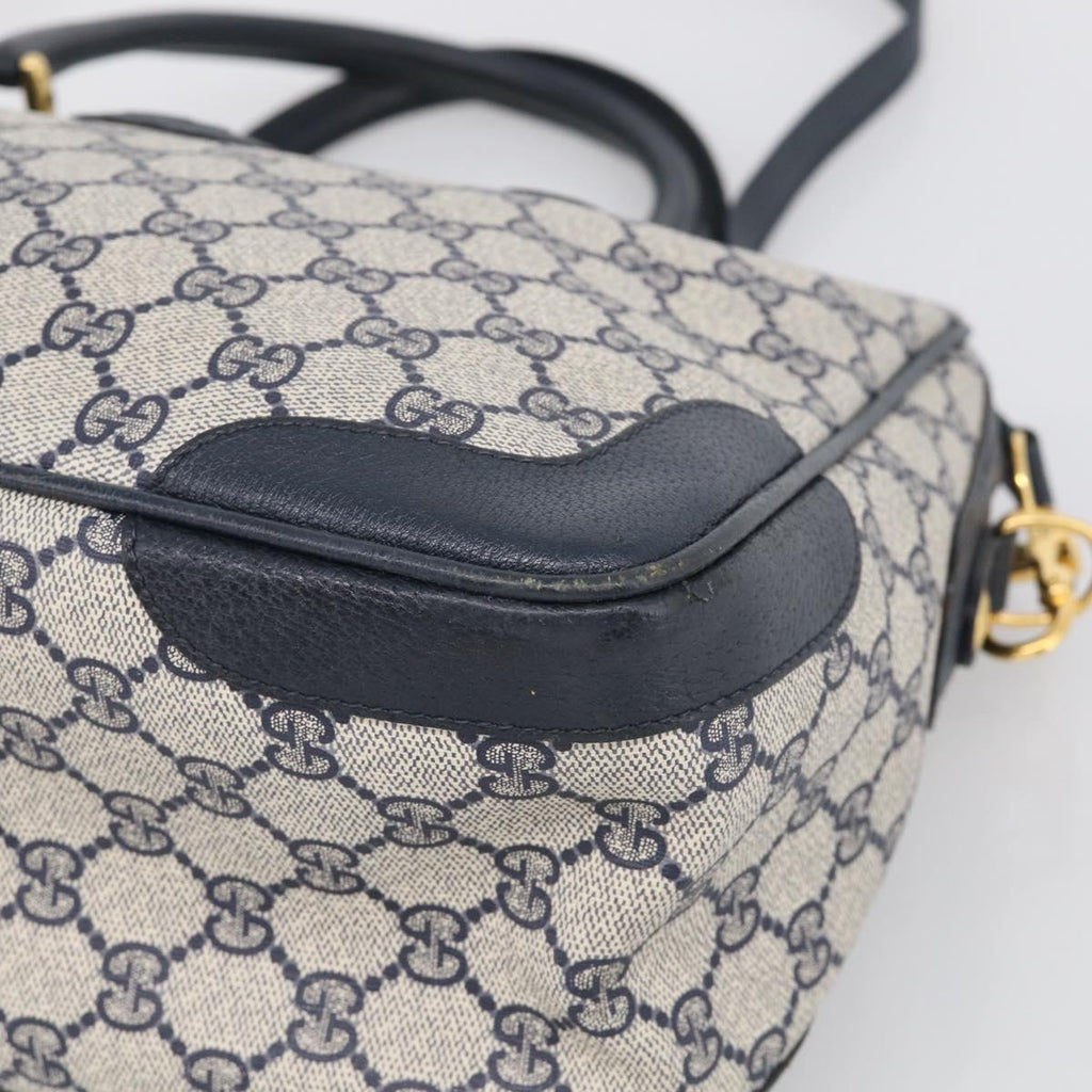 GUCCI Micro GG Supreme Hand Bag PVC 2way Navy Gold 002 122 0033 Auth mr3135