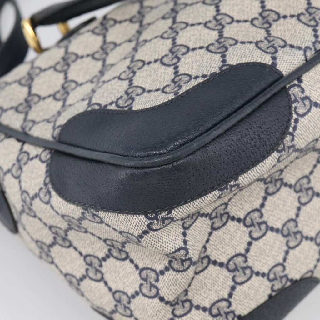GUCCI Micro GG Supreme Hand Bag PVC 2way Navy Gold 002 122 0033 Auth mr3135