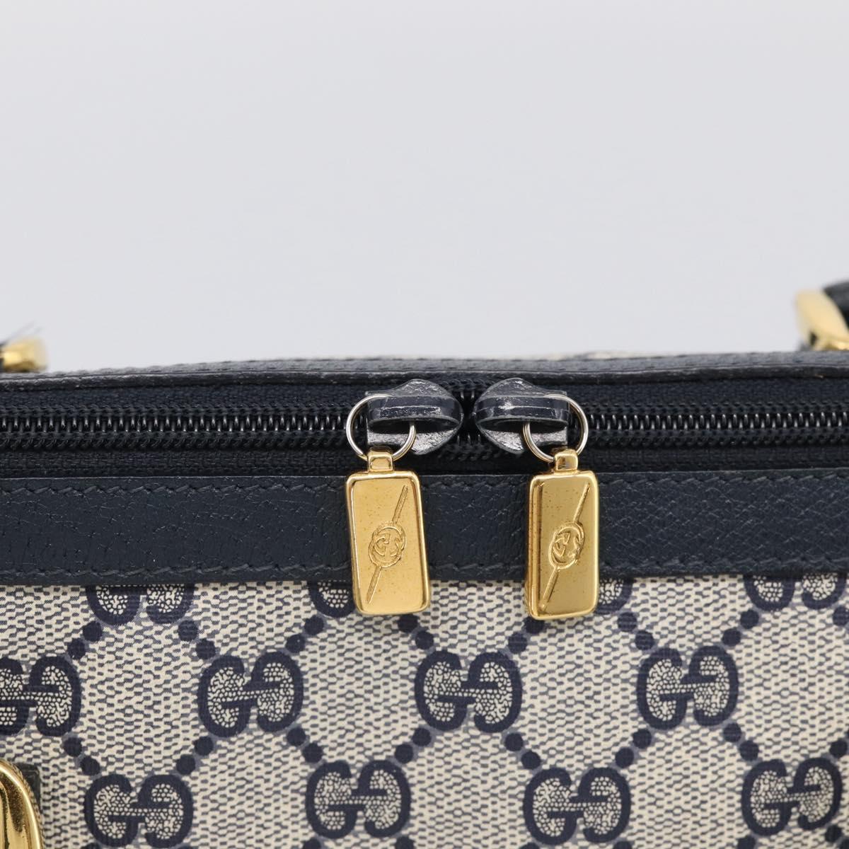 GUCCI Micro GG Supreme Hand Bag PVC 2way Navy Gold 002 122 0033 Auth mr3135