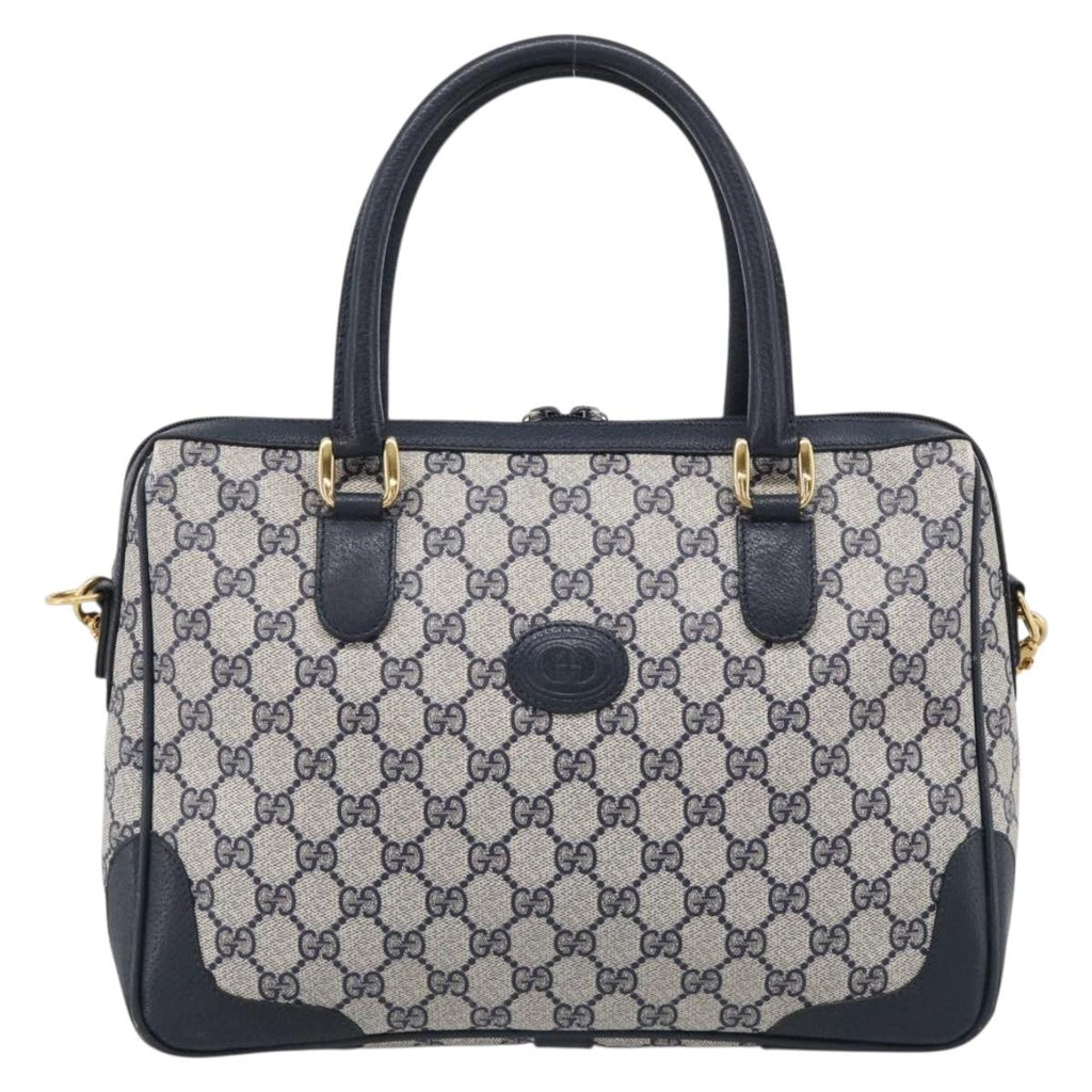 GUCCI Micro GG Supreme Hand Bag PVC 2way Navy Gold 002 122 0033 Auth mr3135