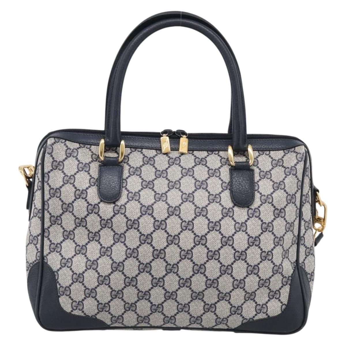 GUCCI Micro GG Supreme Hand Bag PVC 2way Navy Gold 002 122 0033 Auth mr3135