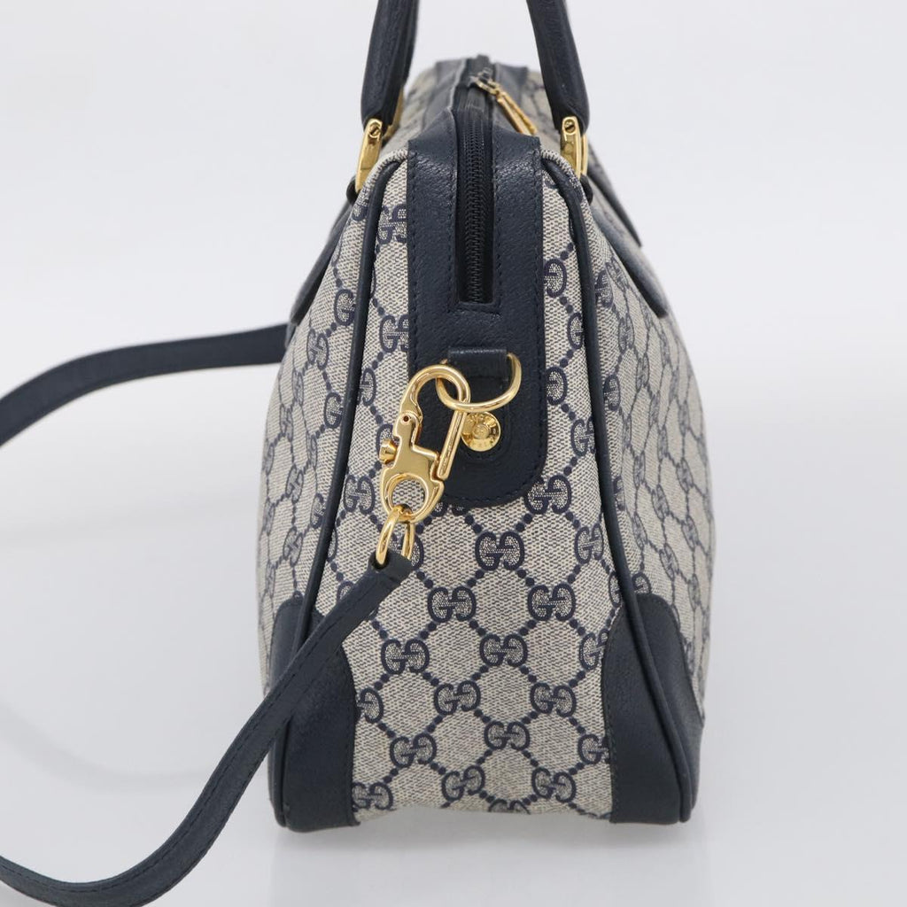 GUCCI Micro GG Supreme Hand Bag PVC 2way Navy Gold 002 122 0033 Auth mr3135
