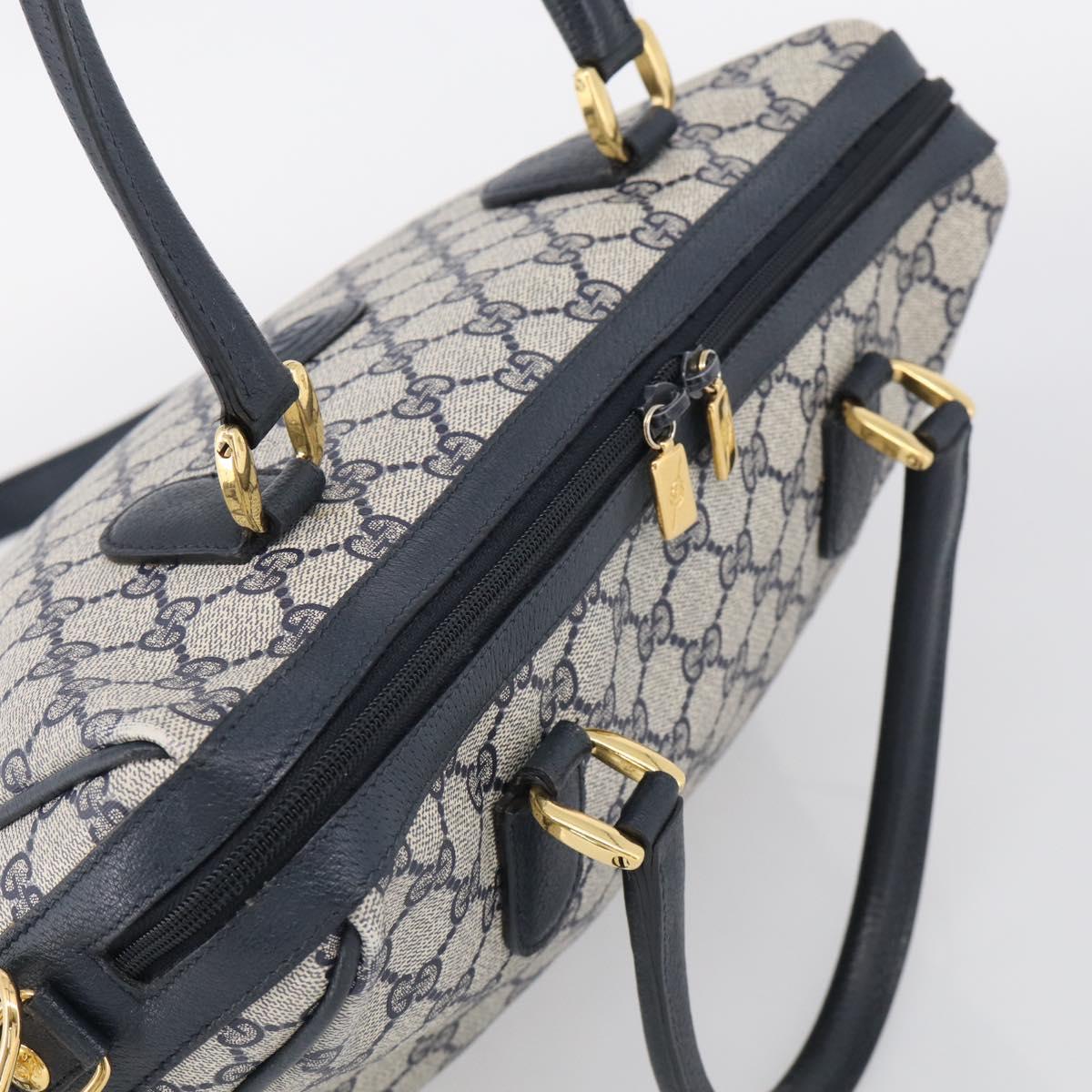 GUCCI Micro GG Supreme Hand Bag PVC 2way Navy Gold 002 122 0033 Auth mr3135