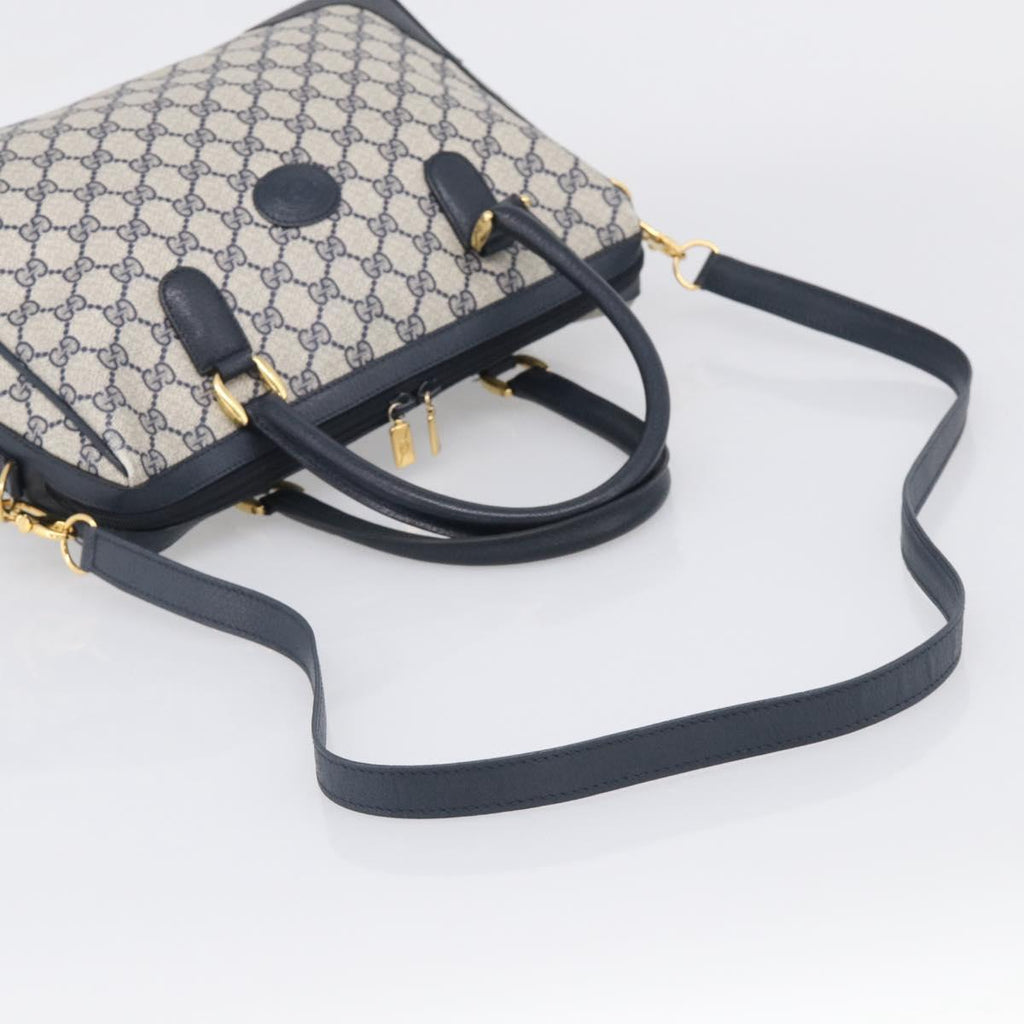 GUCCI Micro GG Supreme Hand Bag PVC 2way Navy Gold 002 122 0033 Auth mr3135