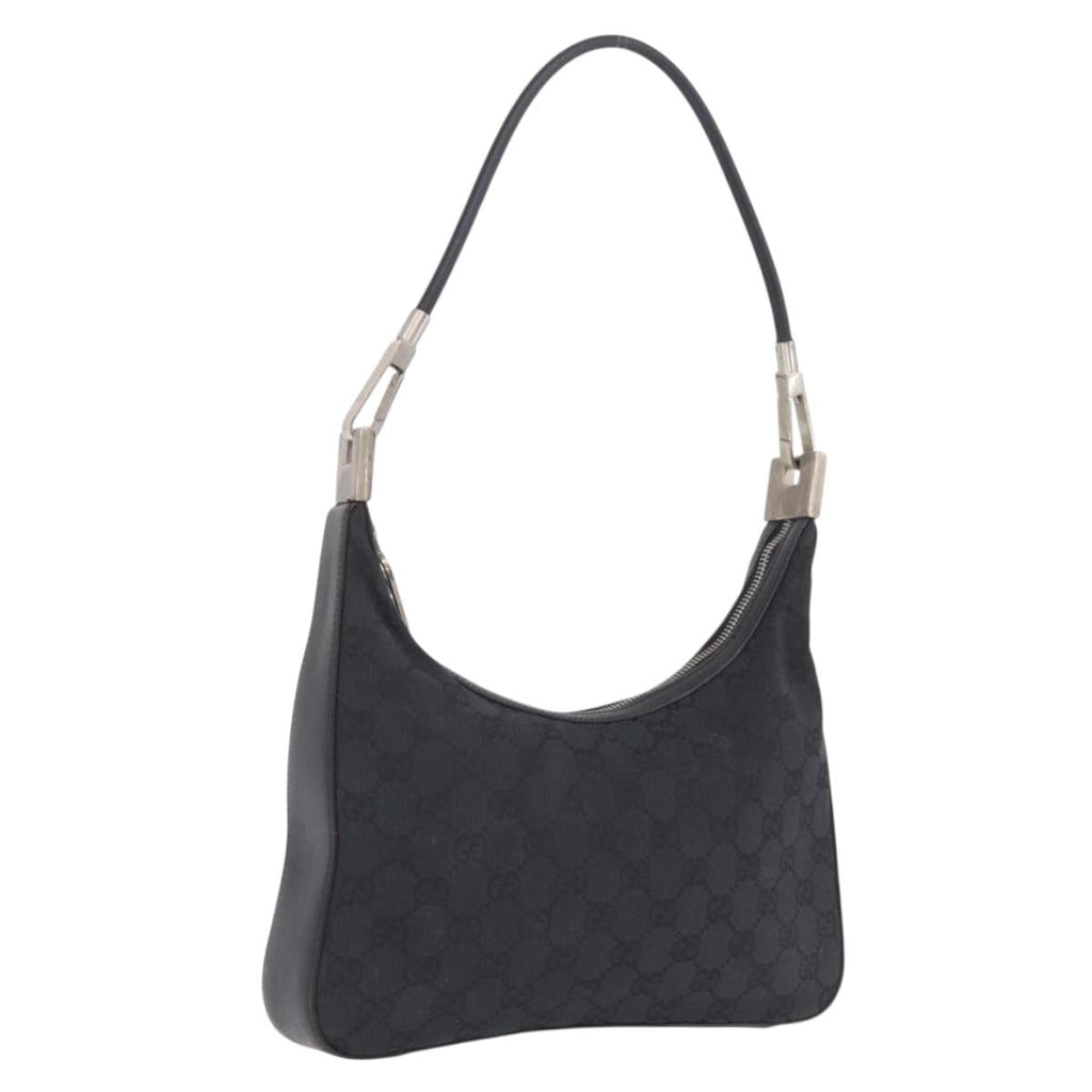 GUCCI GG Canvas Shoulder Bag Black Silver 001 3812 2123 Auth mr3137