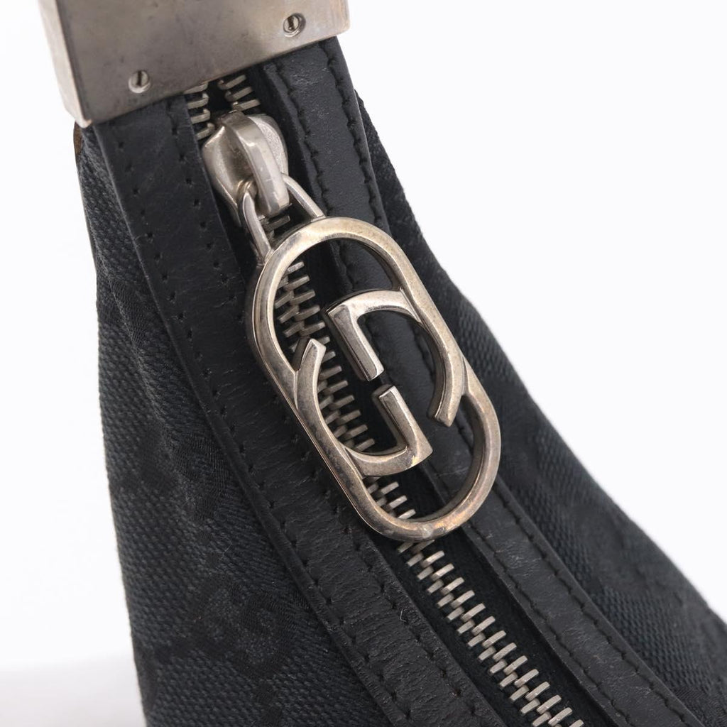 GUCCI GG Canvas Shoulder Bag Black Silver 001 3812 2123 Auth mr3137