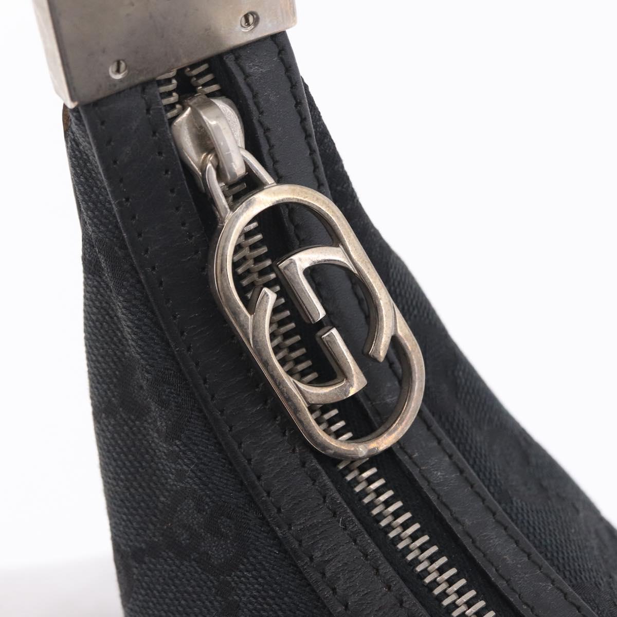 GUCCI GG Canvas Shoulder Bag Black Silver 001 3812 2123 Auth mr3137