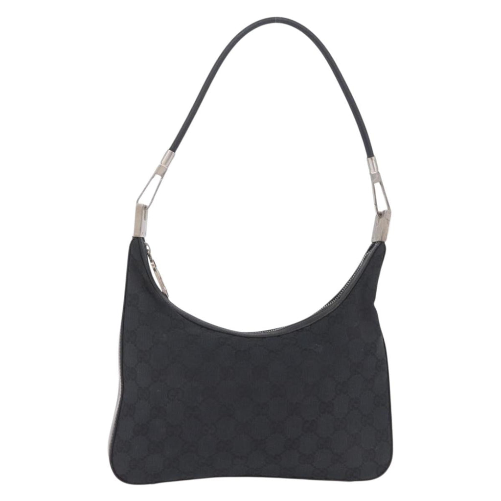 GUCCI GG Canvas Shoulder Bag Black Silver 001 3812 2123 Auth mr3137