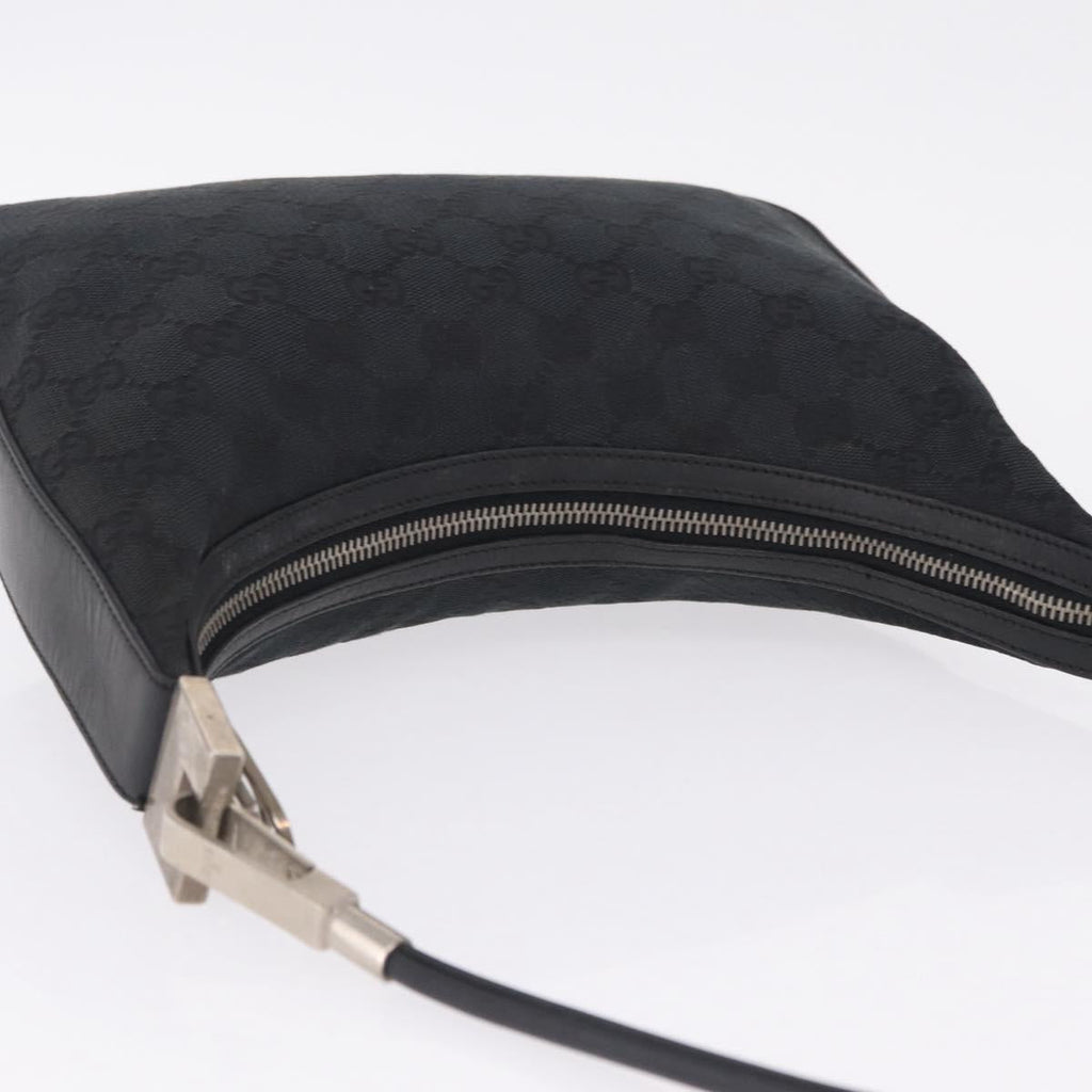 GUCCI GG Canvas Shoulder Bag Black Silver 001 3812 2123 Auth mr3137