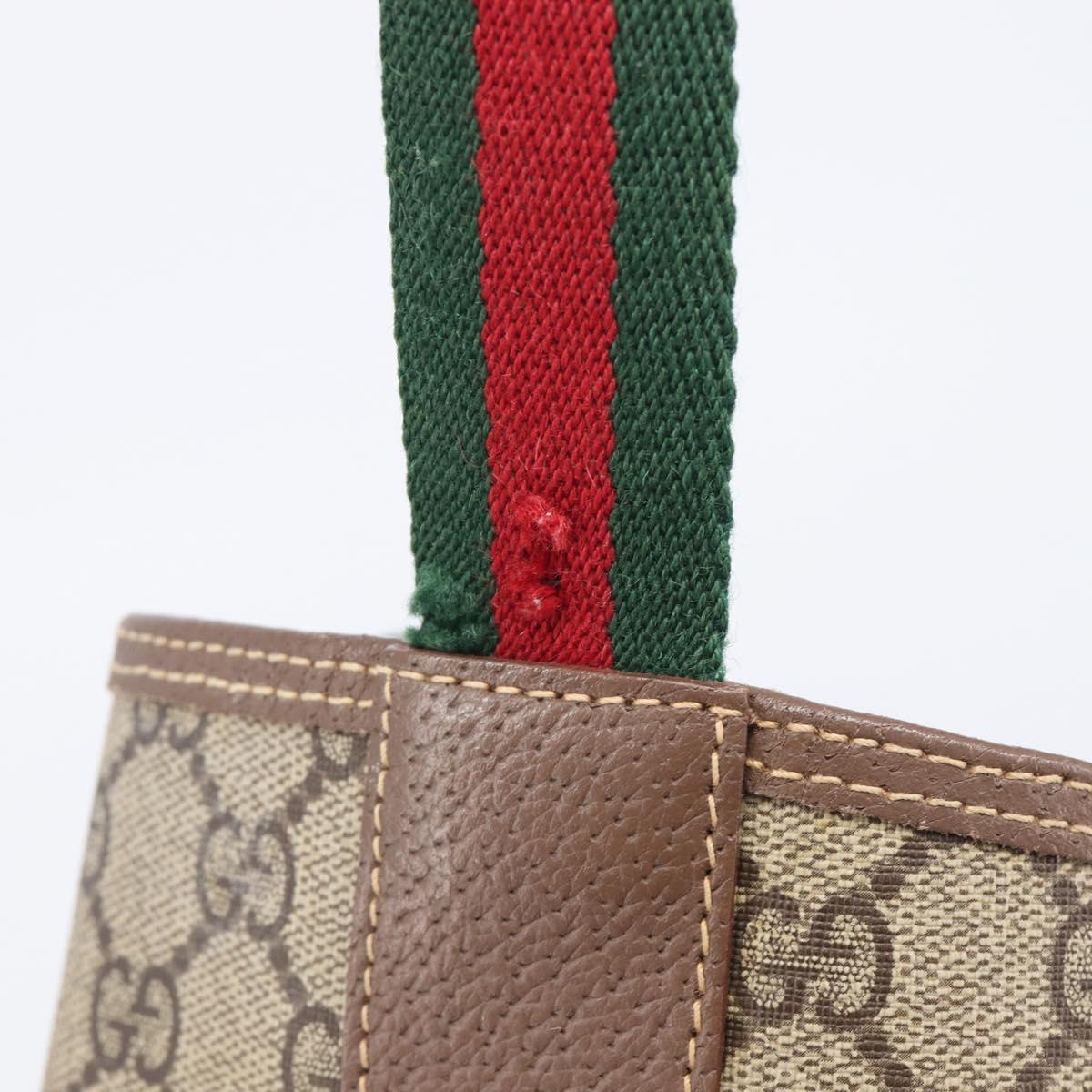 GUCCI GG Supreme Web Sherry Line Tote Bag PVC Beige Gold 002 58 6487 Auth mr3141