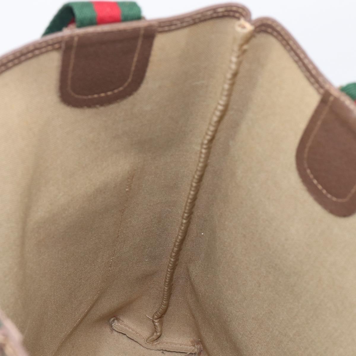 GUCCI GG Supreme Web Sherry Line Tote Bag PVC Beige Gold 002 58 6487 Auth mr3141