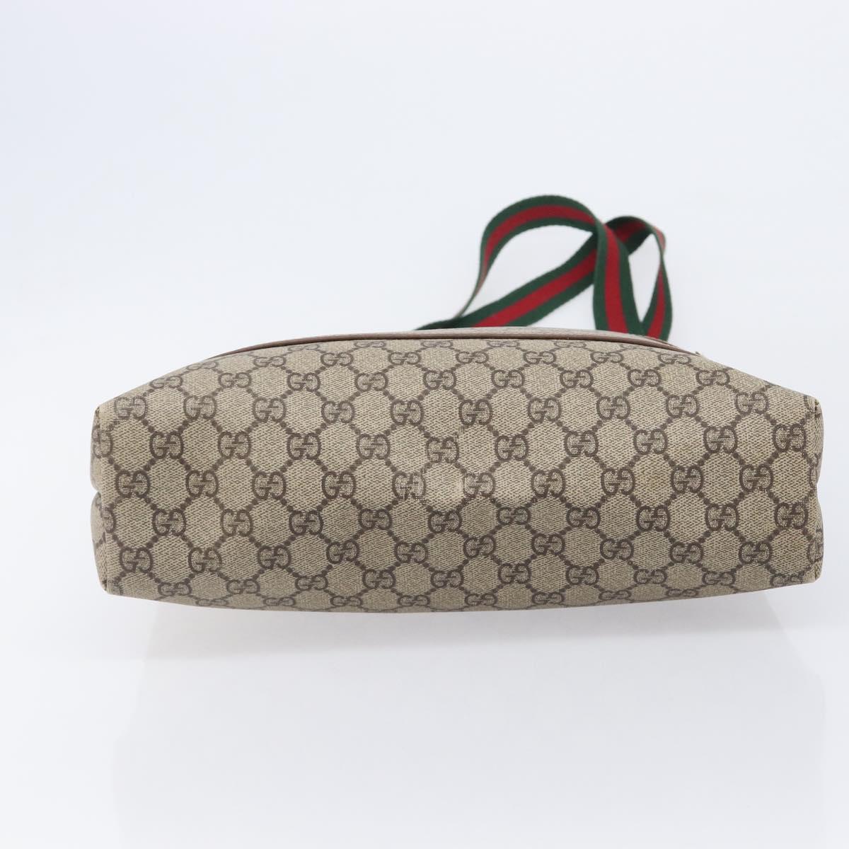 GUCCI GG Supreme Web Sherry Line Tote Bag PVC Beige Gold 002 58 6487 Auth mr3141