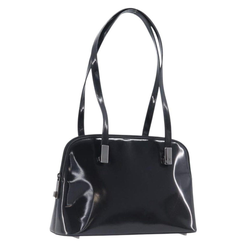 GUCCI Shoulder Bag Patent leather Silver Black 001 3261 Auth mr3142
