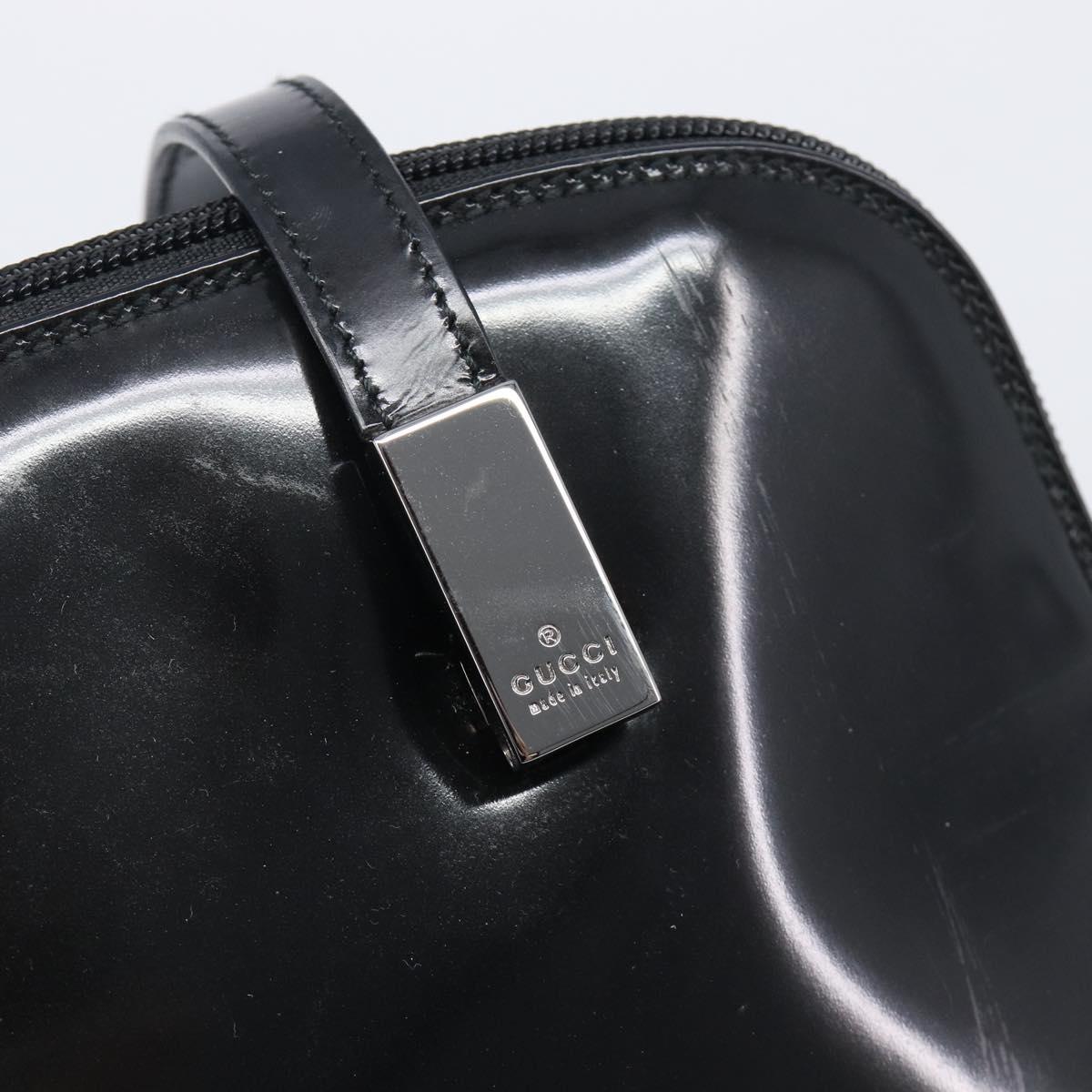 GUCCI Shoulder Bag Patent leather Silver Black 001 3261 Auth mr3142