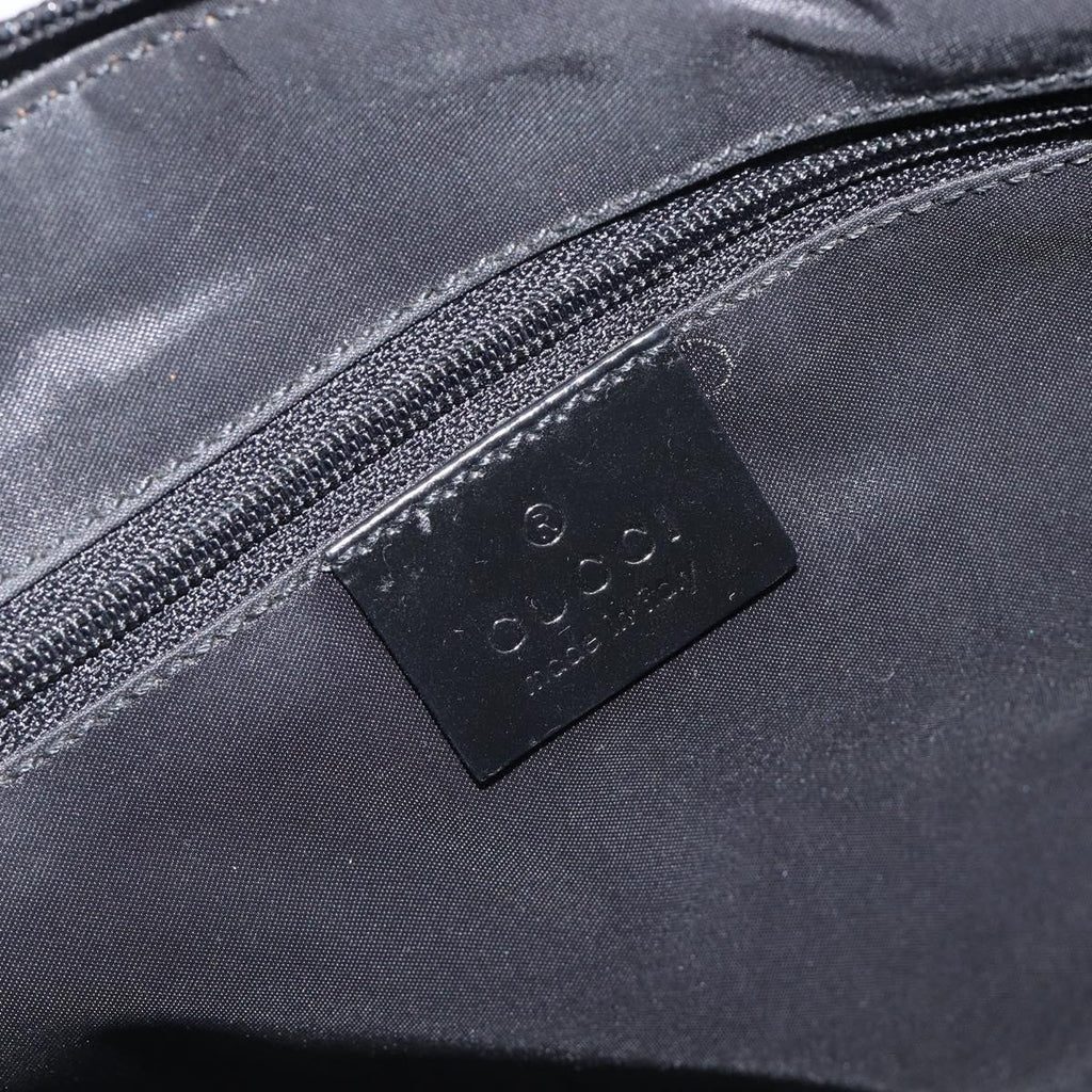 GUCCI Shoulder Bag Patent leather Silver Black 001 3261 Auth mr3142