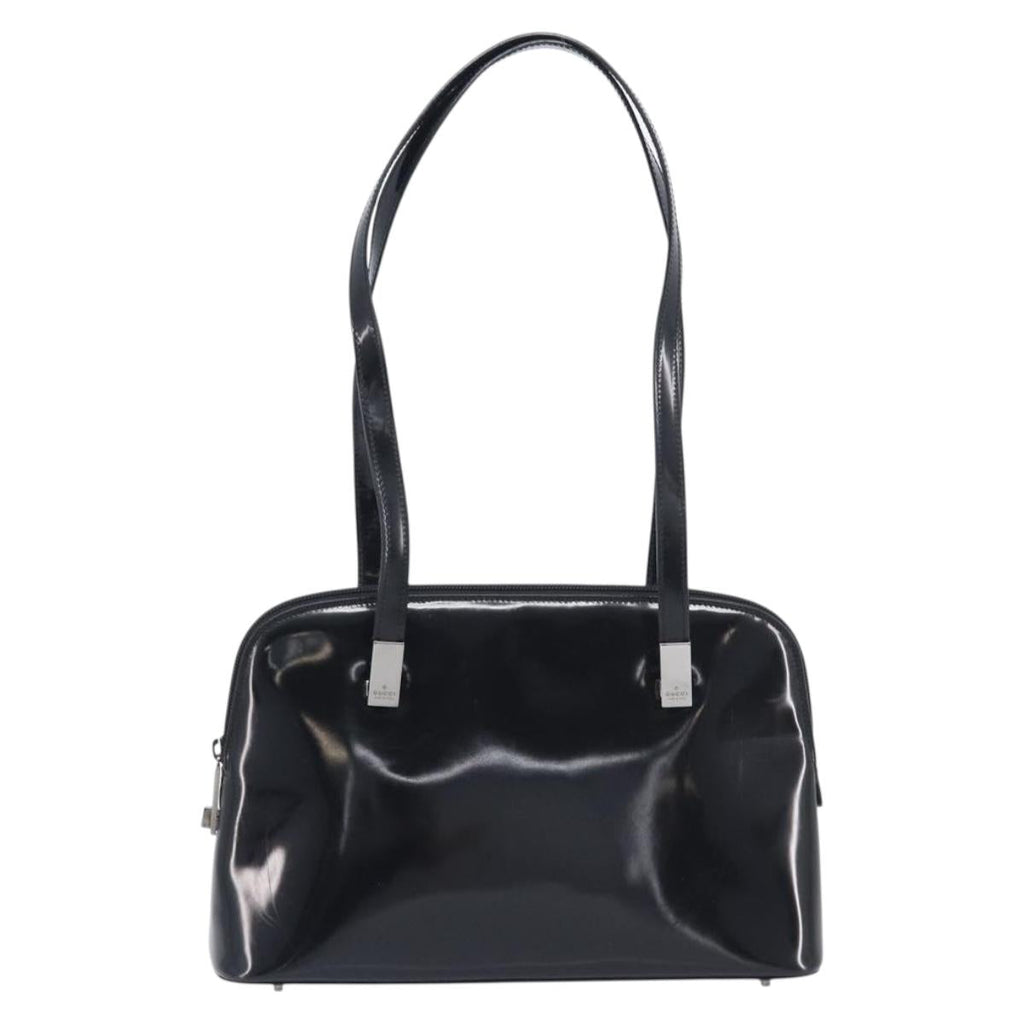 GUCCI Shoulder Bag Patent leather Silver Black 001 3261 Auth mr3142