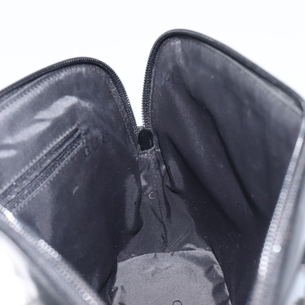 GUCCI Shoulder Bag Patent leather Silver Black 001 3261 Auth mr3142