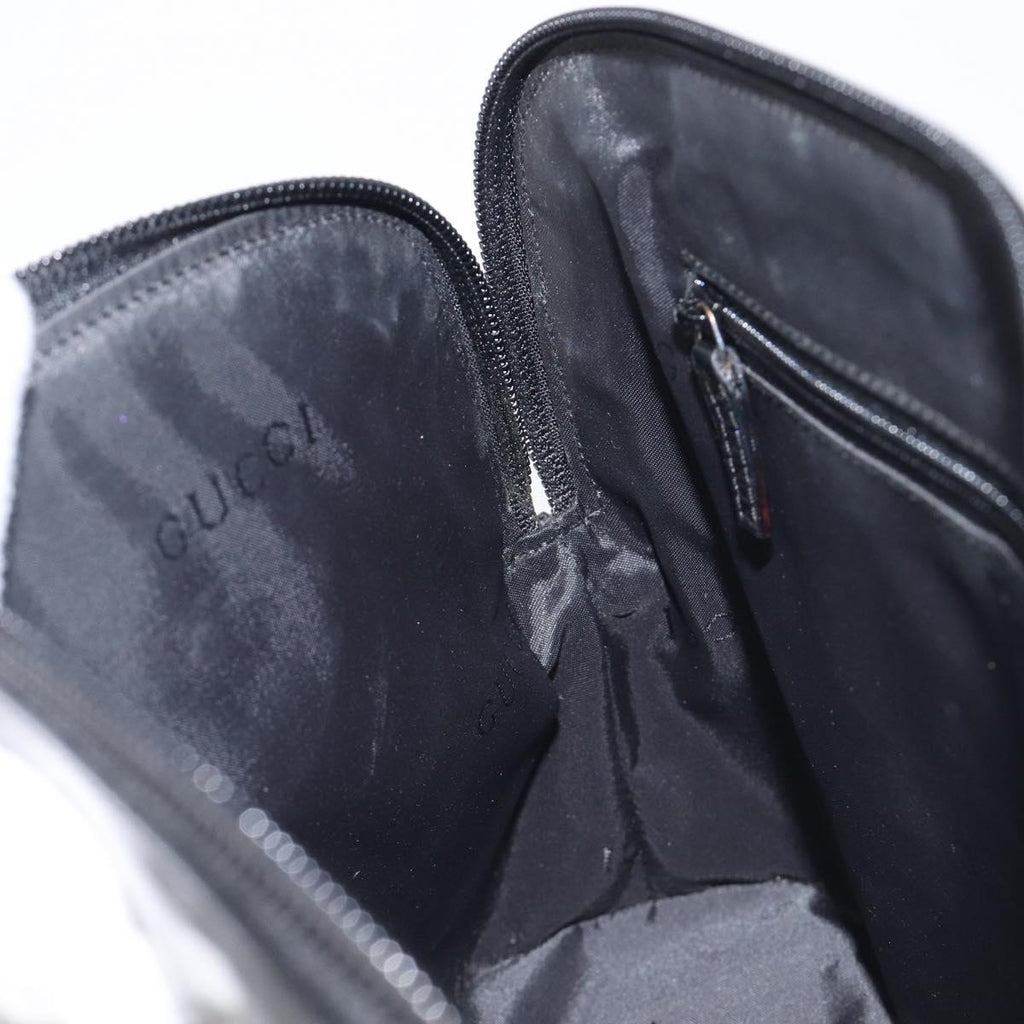 GUCCI Shoulder Bag Patent leather Silver Black 001 3261 Auth mr3142