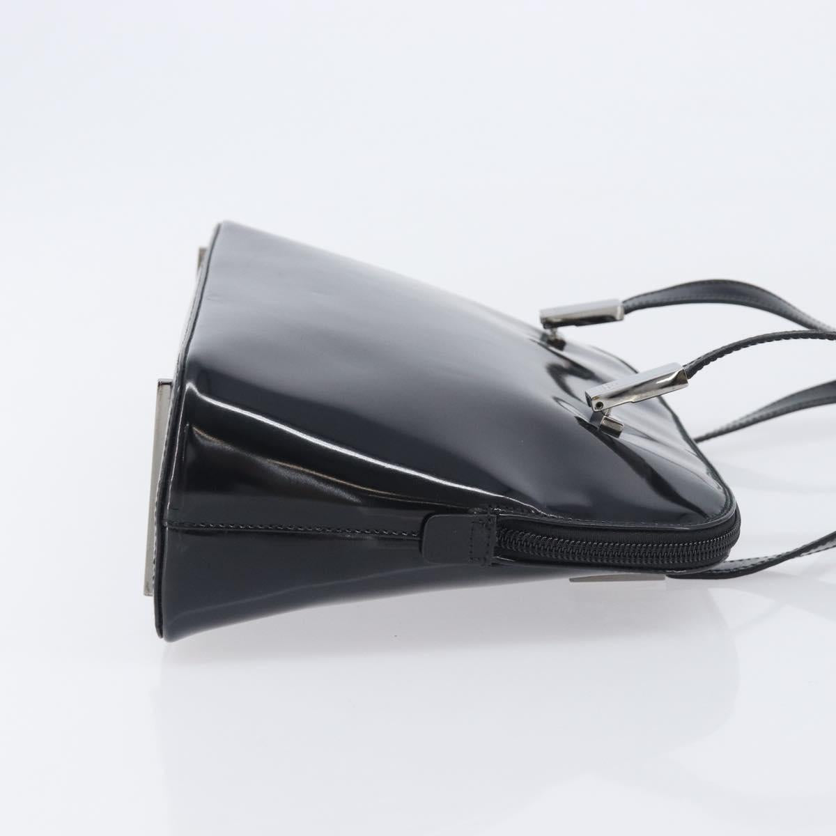 GUCCI Shoulder Bag Patent leather Silver Black 001 3261 Auth mr3142