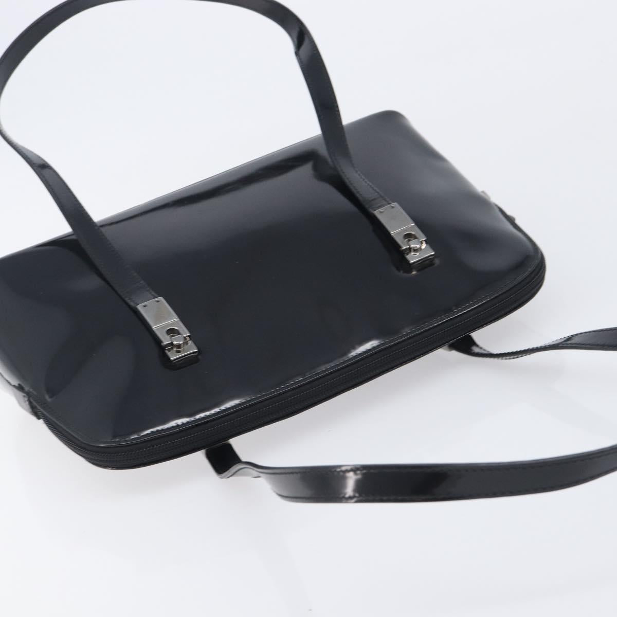 GUCCI Shoulder Bag Patent leather Silver Black 001 3261 Auth mr3142