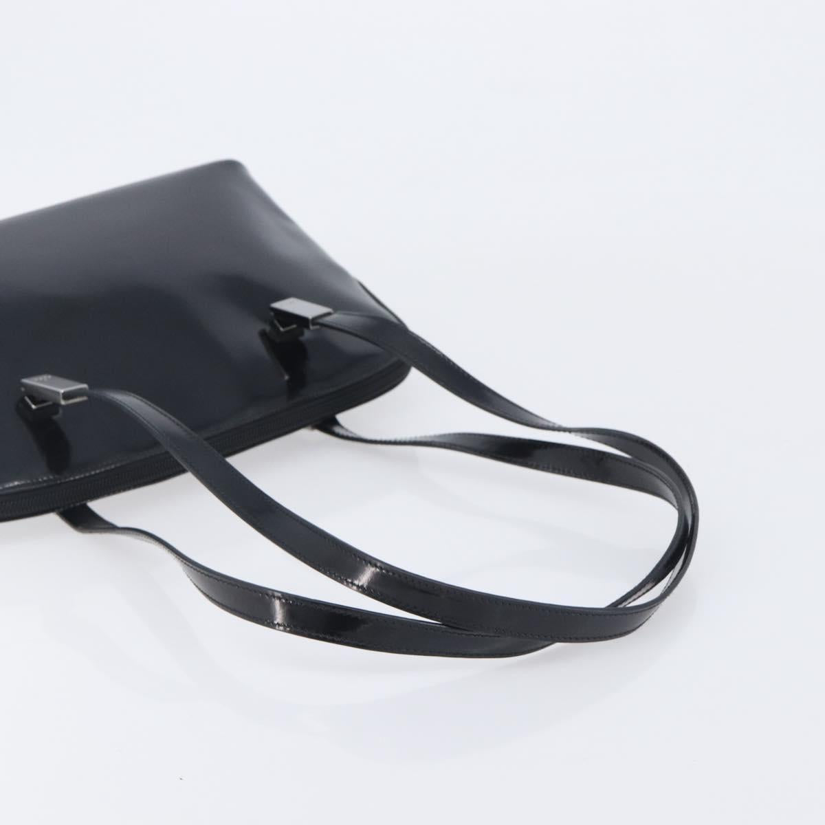 GUCCI Shoulder Bag Patent leather Silver Black 001 3261 Auth mr3142