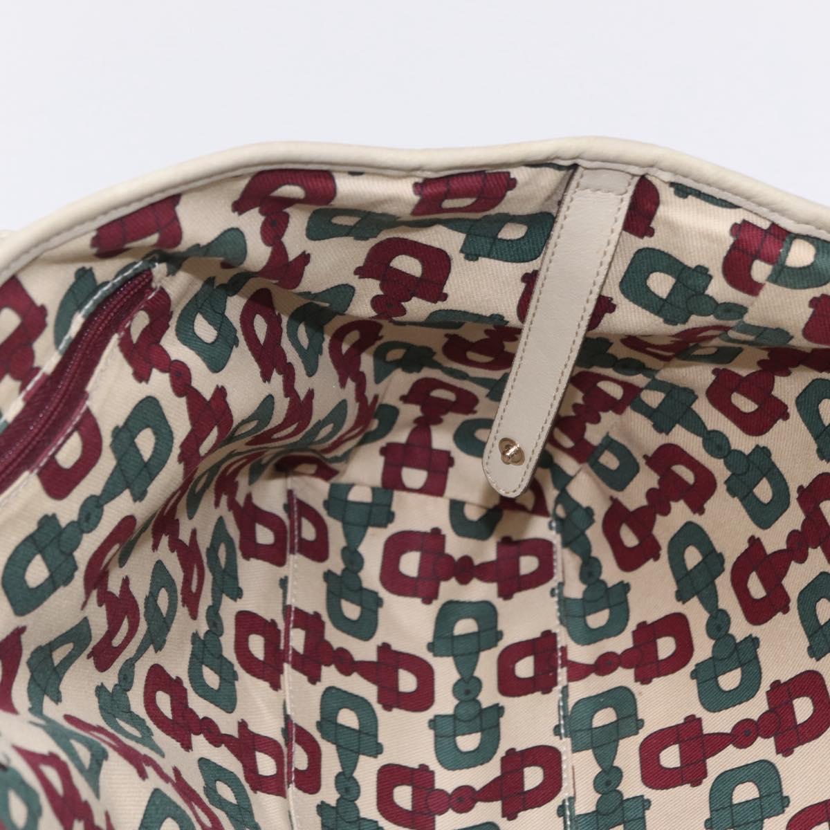 GUCCI GG Canvas Guccissima Tote Bag Leather White Gold 163805 Auth mr3143