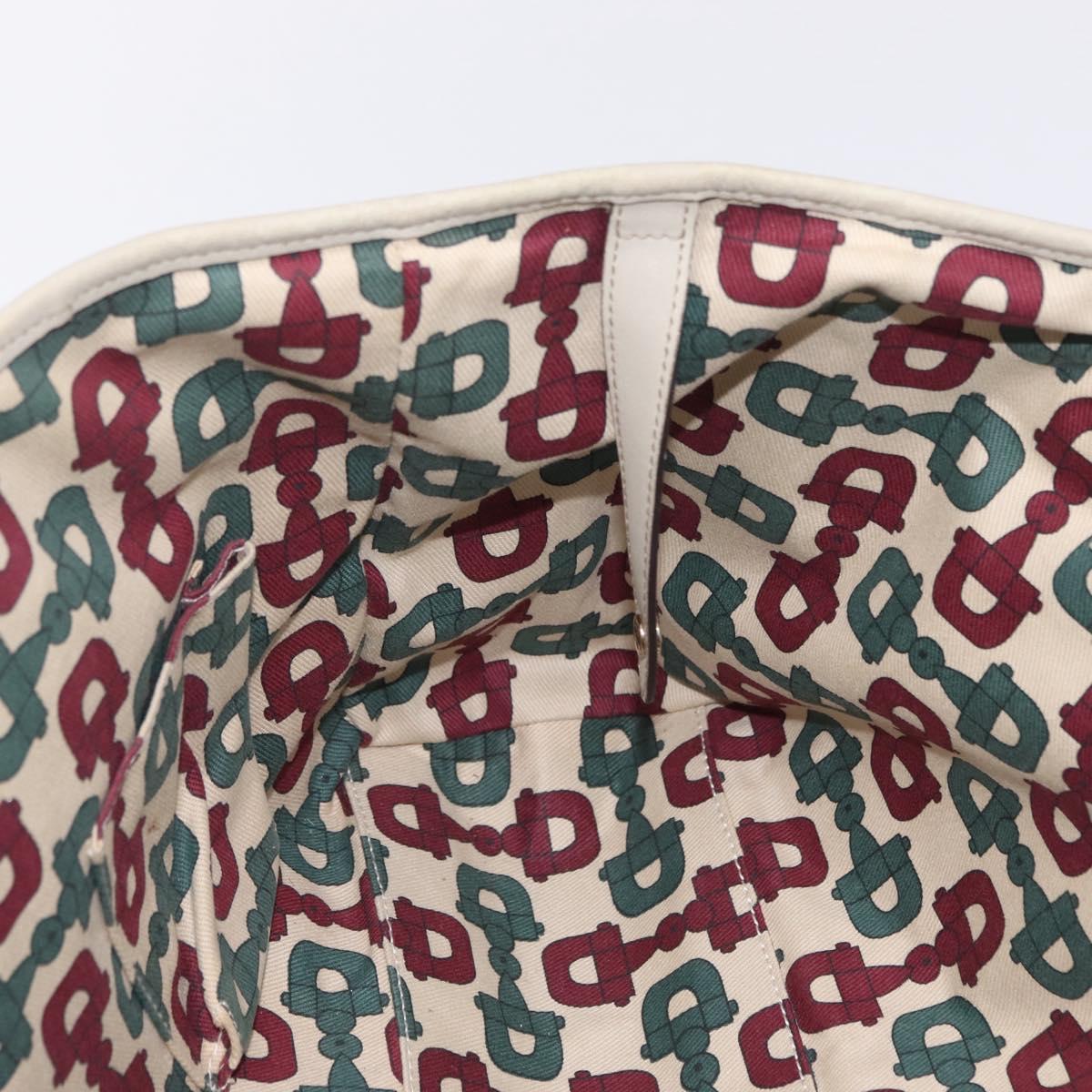 GUCCI GG Canvas Guccissima Tote Bag Leather White Gold 163805 Auth mr3143