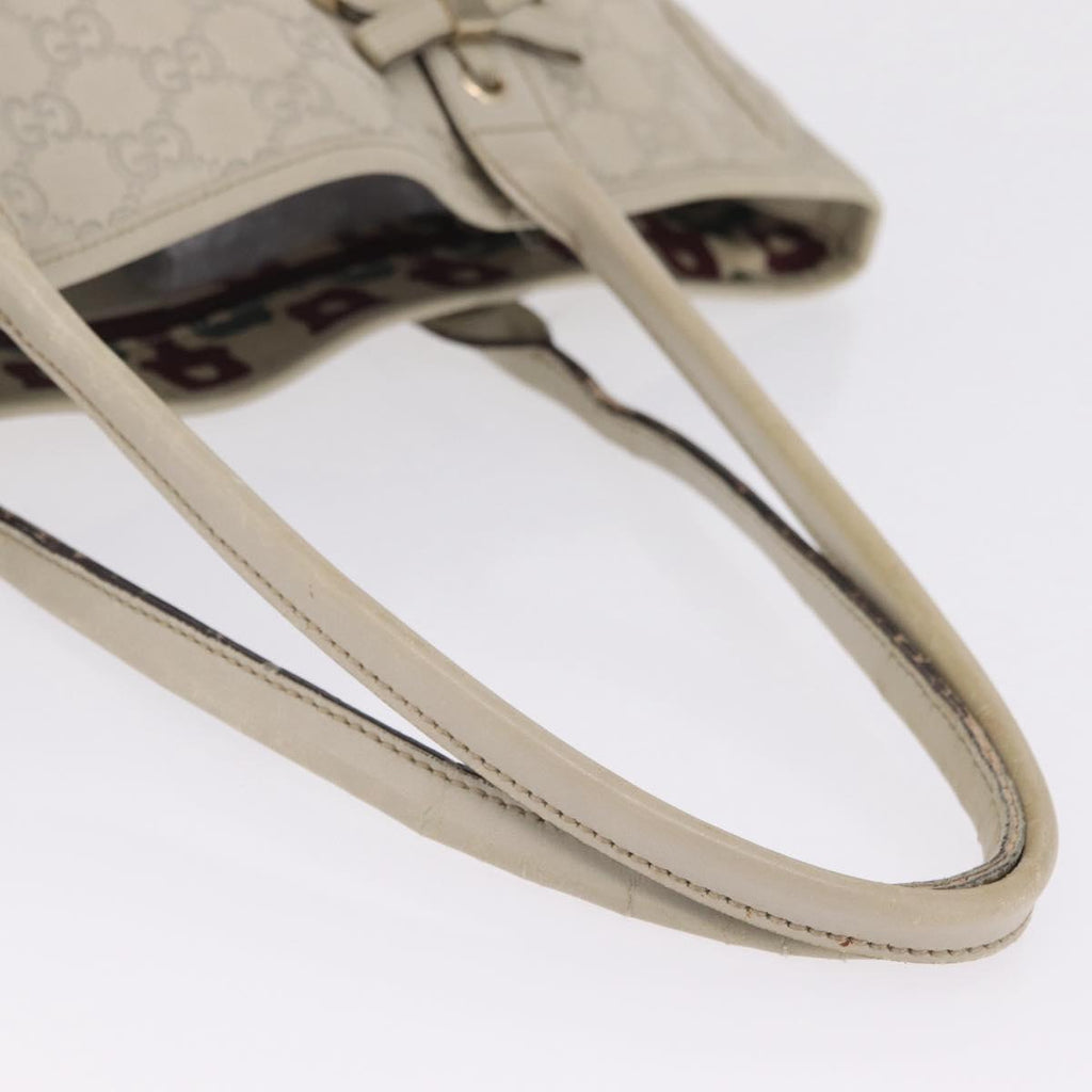 GUCCI GG Canvas Guccissima Tote Bag Leather White Gold 163805 Auth mr3143