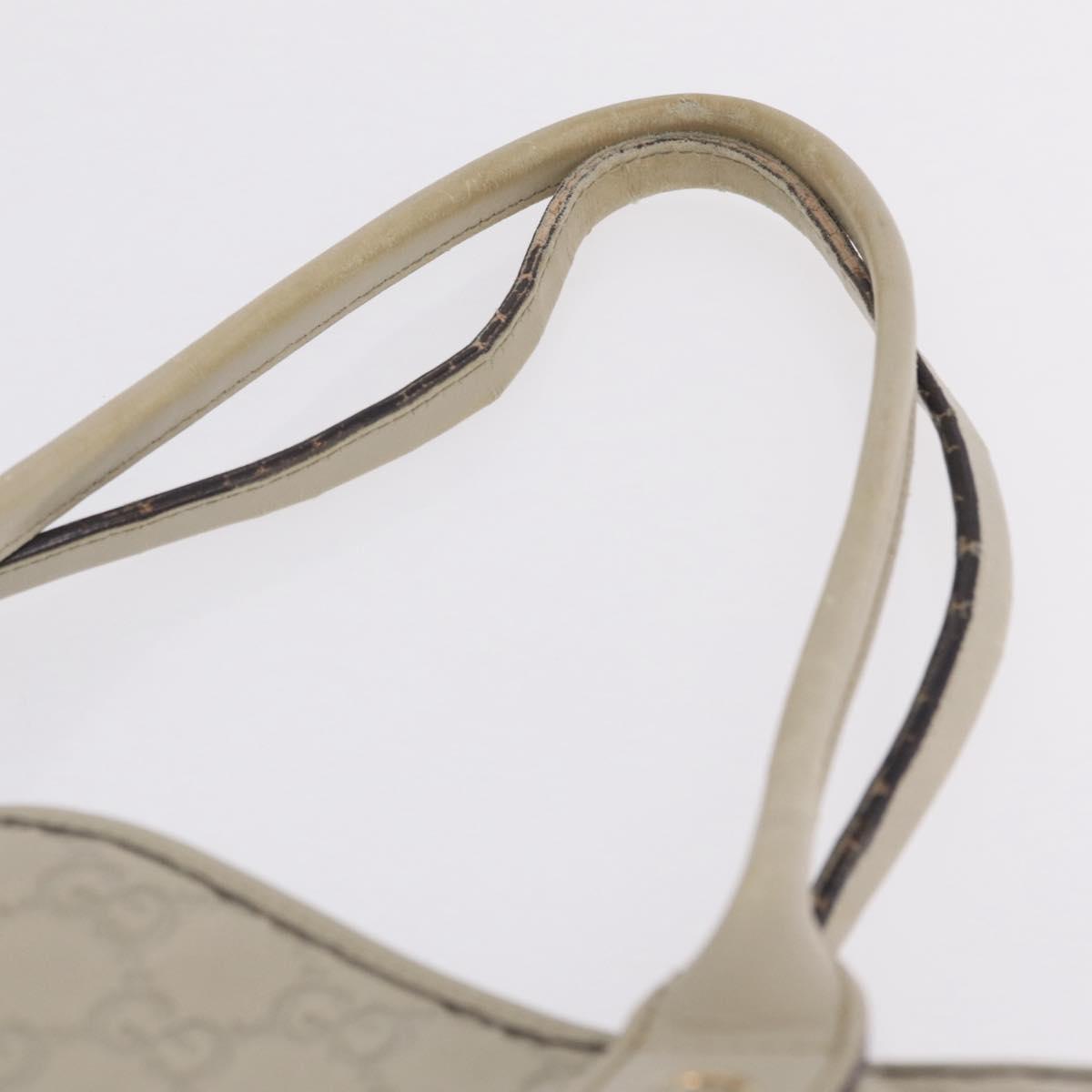 GUCCI GG Canvas Guccissima Tote Bag Leather White Gold 163805 Auth mr3143