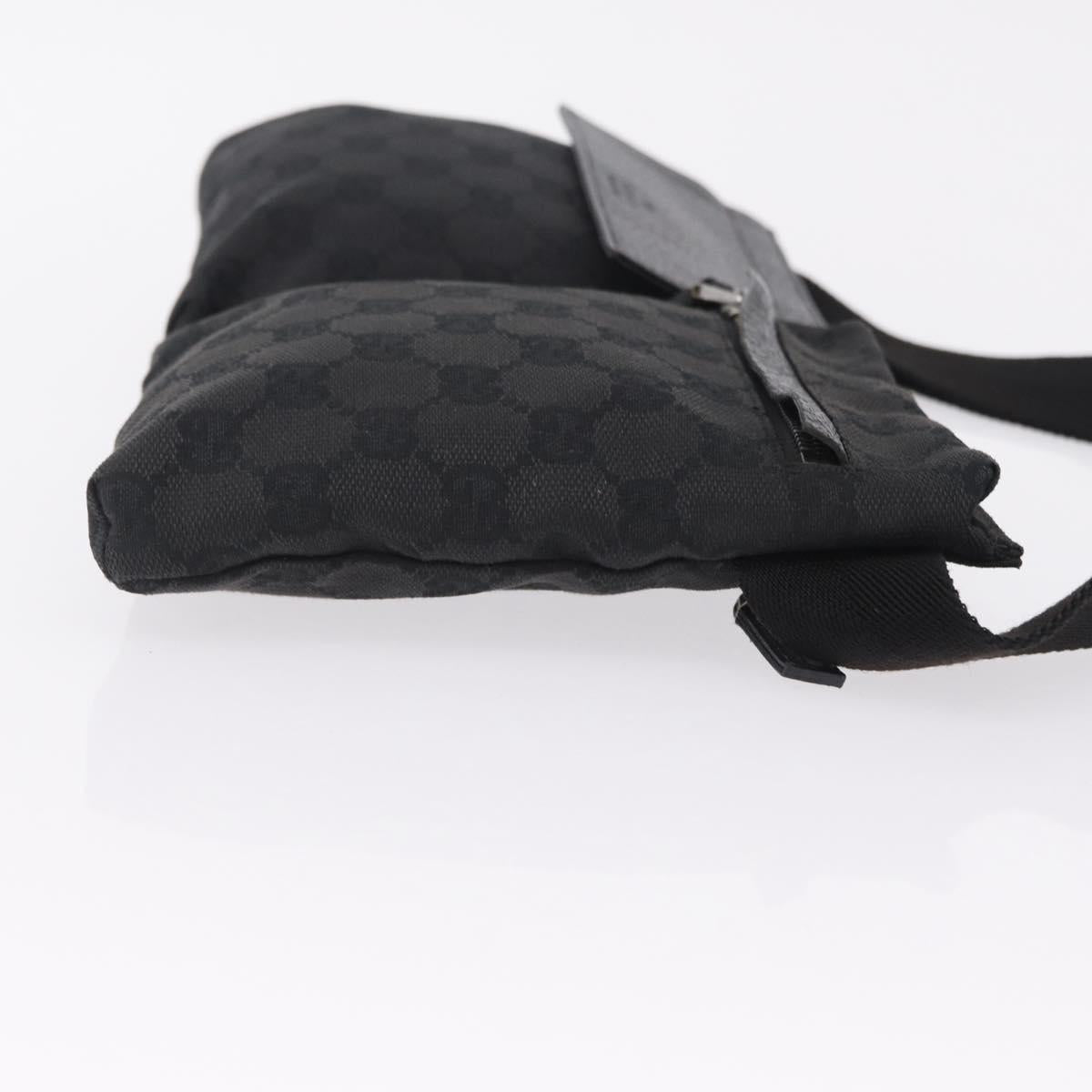 GUCCI GG Canvas Waist bag Black Silver 28566 Auth mr3150A