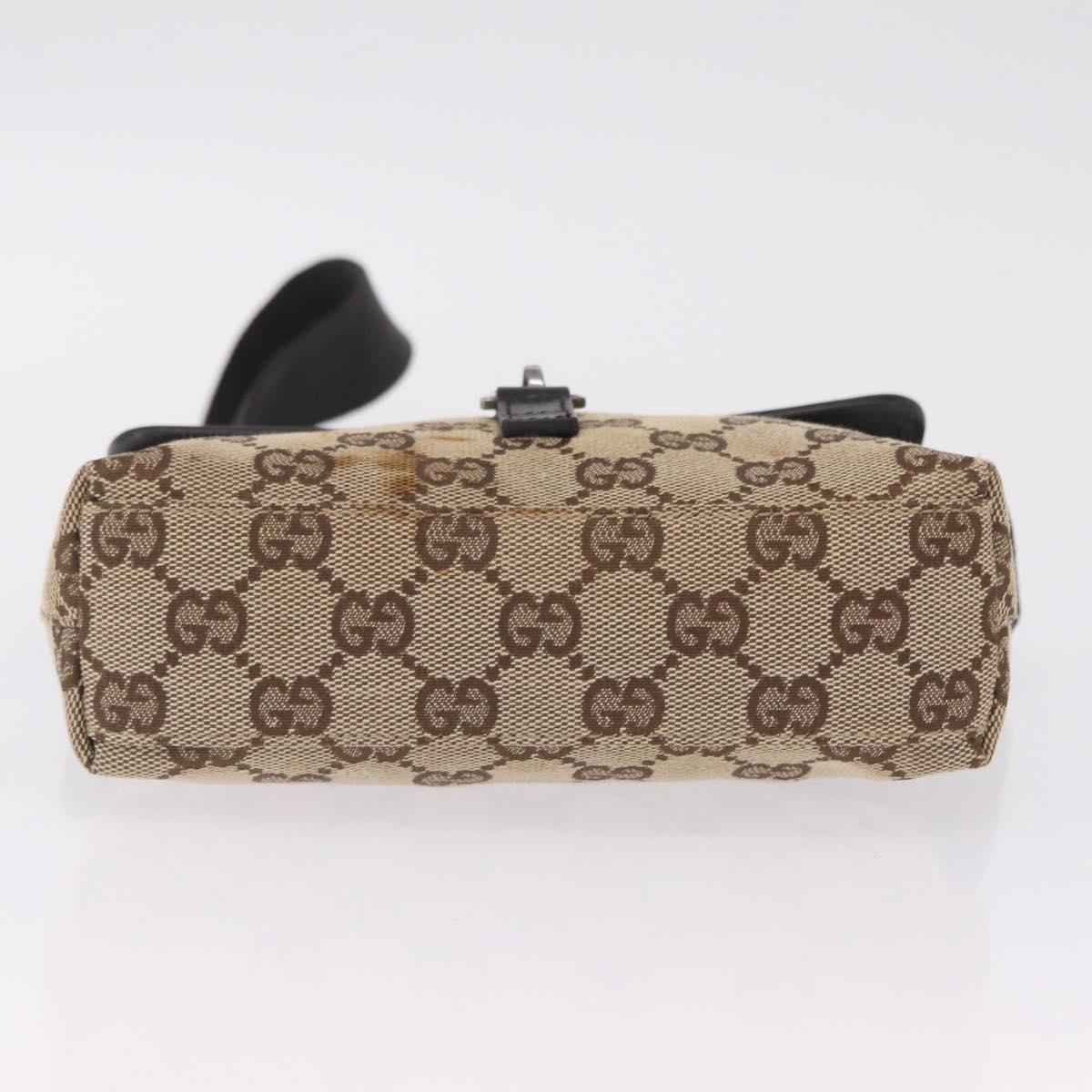 GUCCI GG Canvas Waist bag Beige Silver 92543 Auth mr3166
