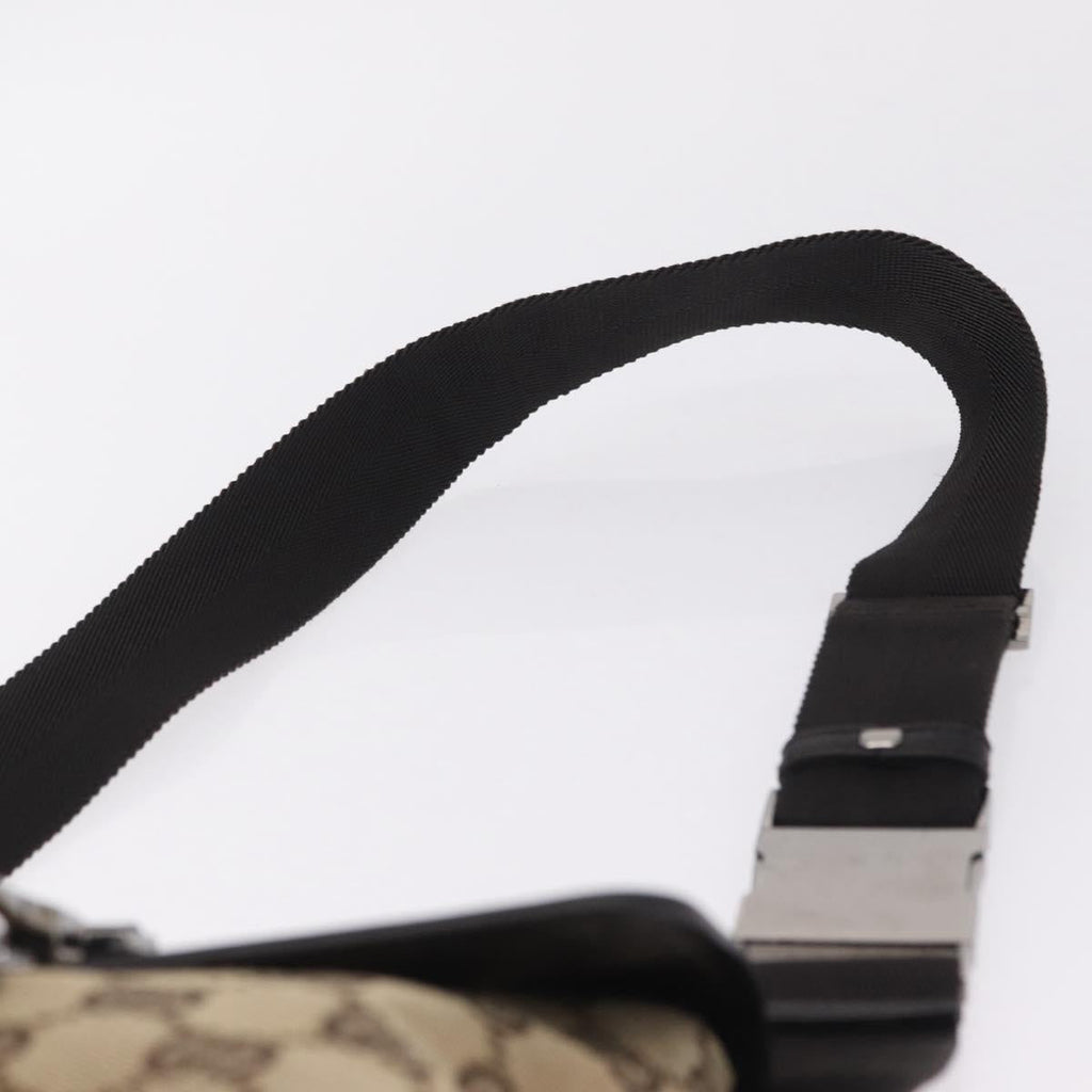 GUCCI GG Canvas Waist bag Beige Silver 92543 Auth mr3166