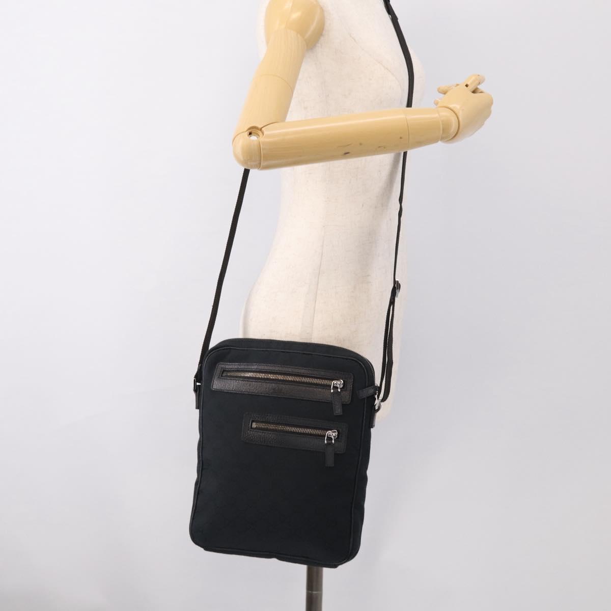 GUCCI GG Canvas Shoulder Bag Black Silver 92551 Auth mr3177A