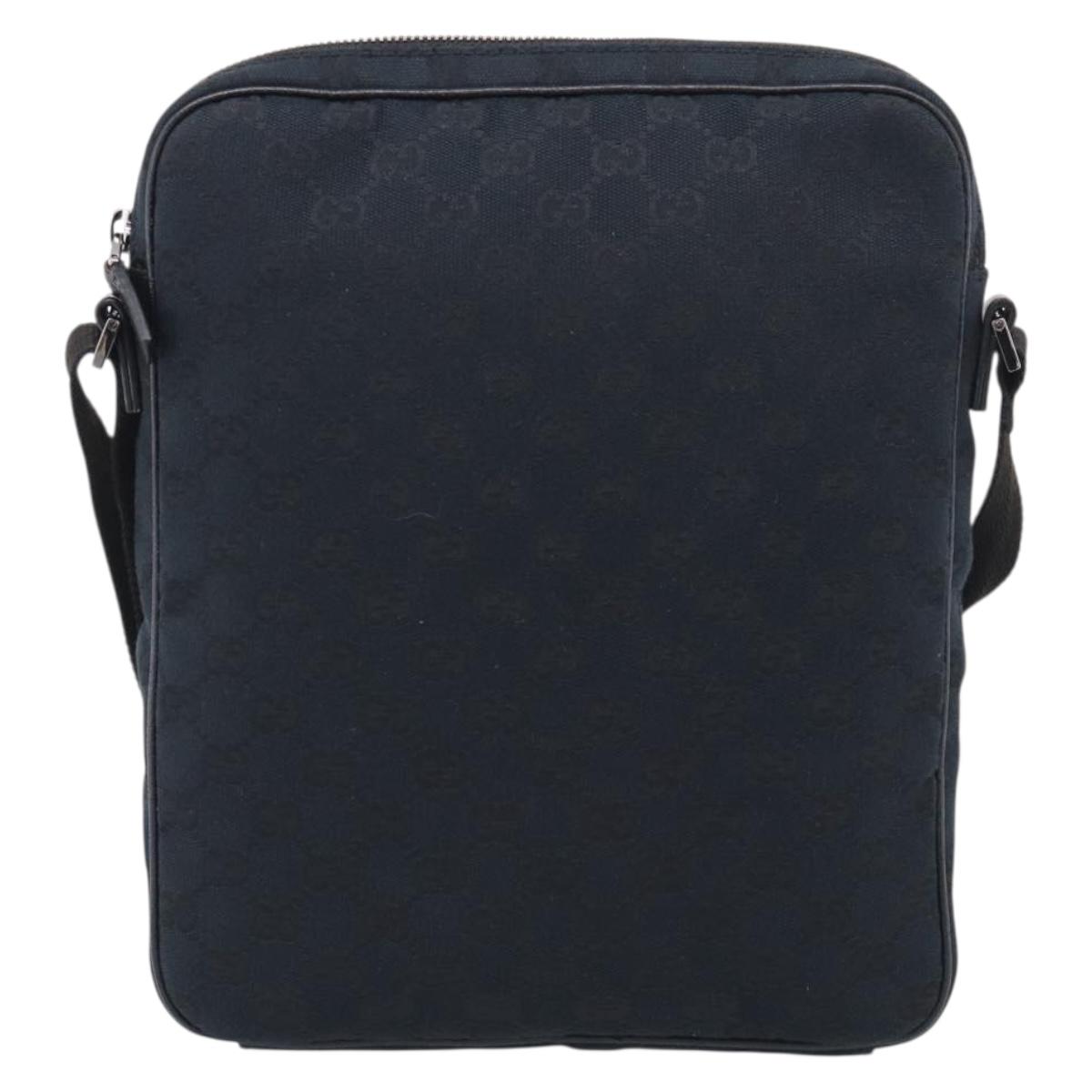GUCCI GG Canvas Shoulder Bag Black Silver 92551 Auth mr3177A