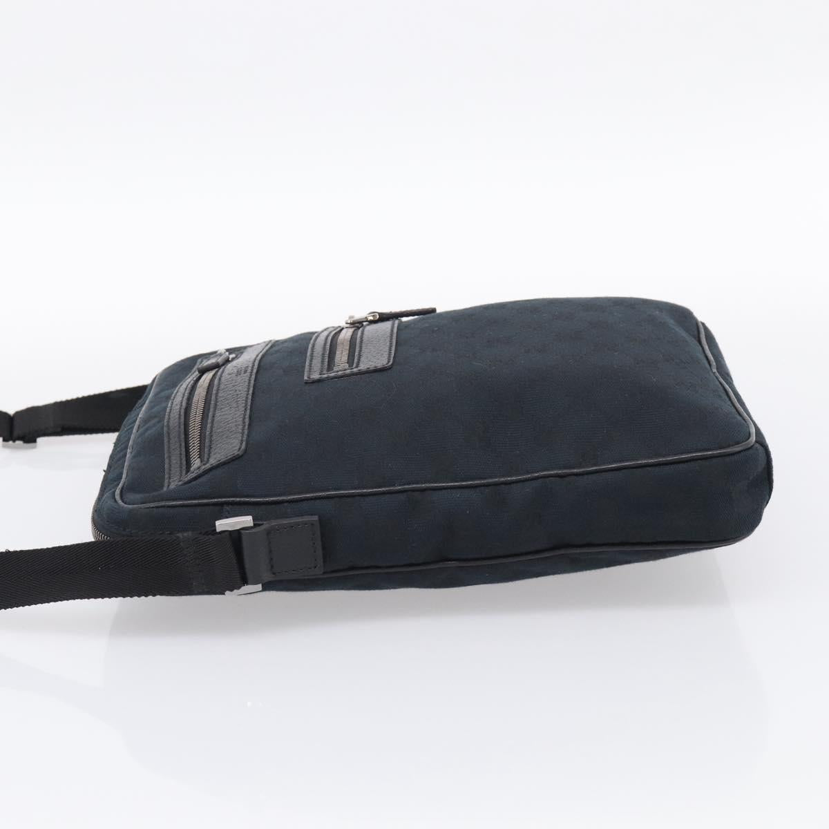 GUCCI GG Canvas Shoulder Bag Black Silver 92551 Auth mr3177A