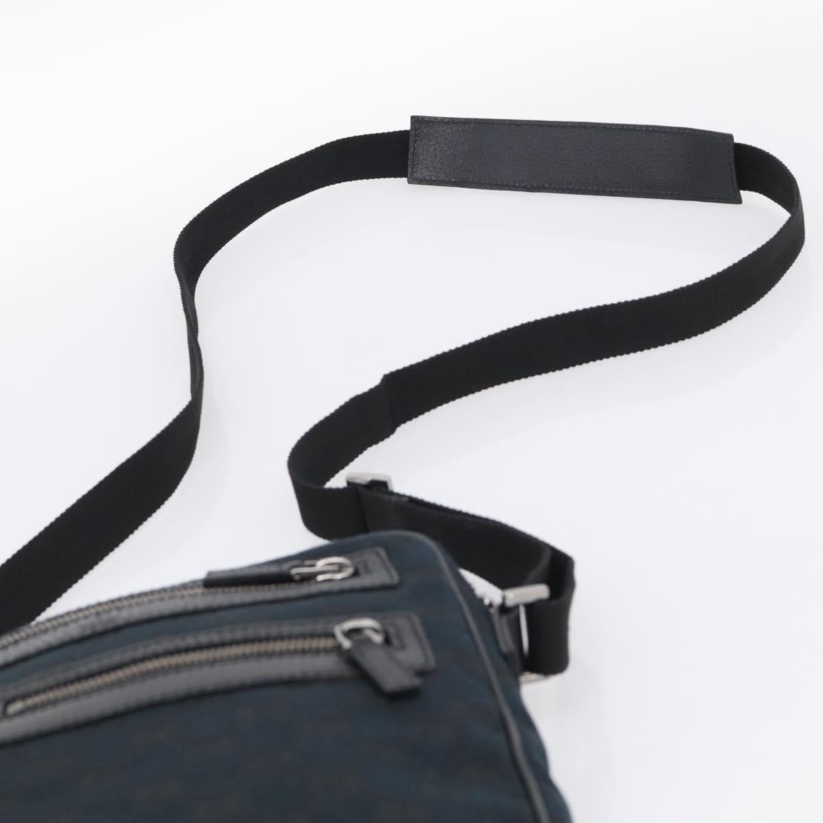 GUCCI GG Canvas Shoulder Bag Black Silver 92551 Auth mr3177A