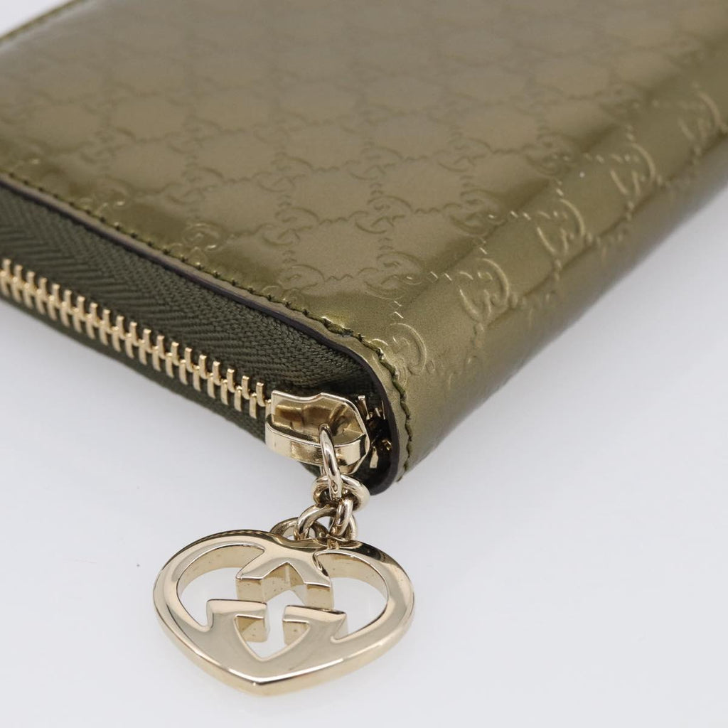 GUCCI Long Wallet Patent leather Red Gold 308005 Auth mr3182A