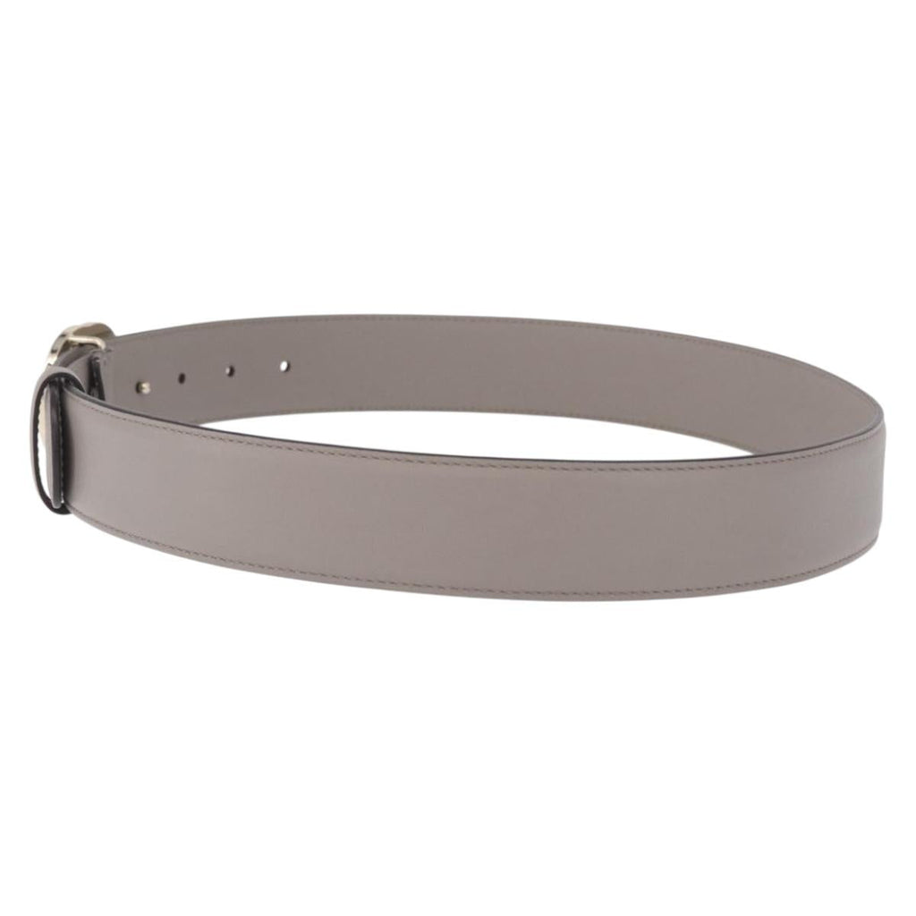 GUCCI Belt Leather 37.4"" Gray Gold 409417 Auth mr3188A