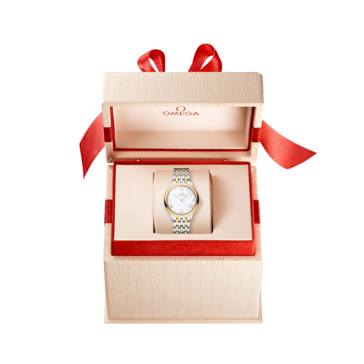 De Ville Prestige Two-Tone 27.5mm - White, Mother-of-Pearl on Bracelet