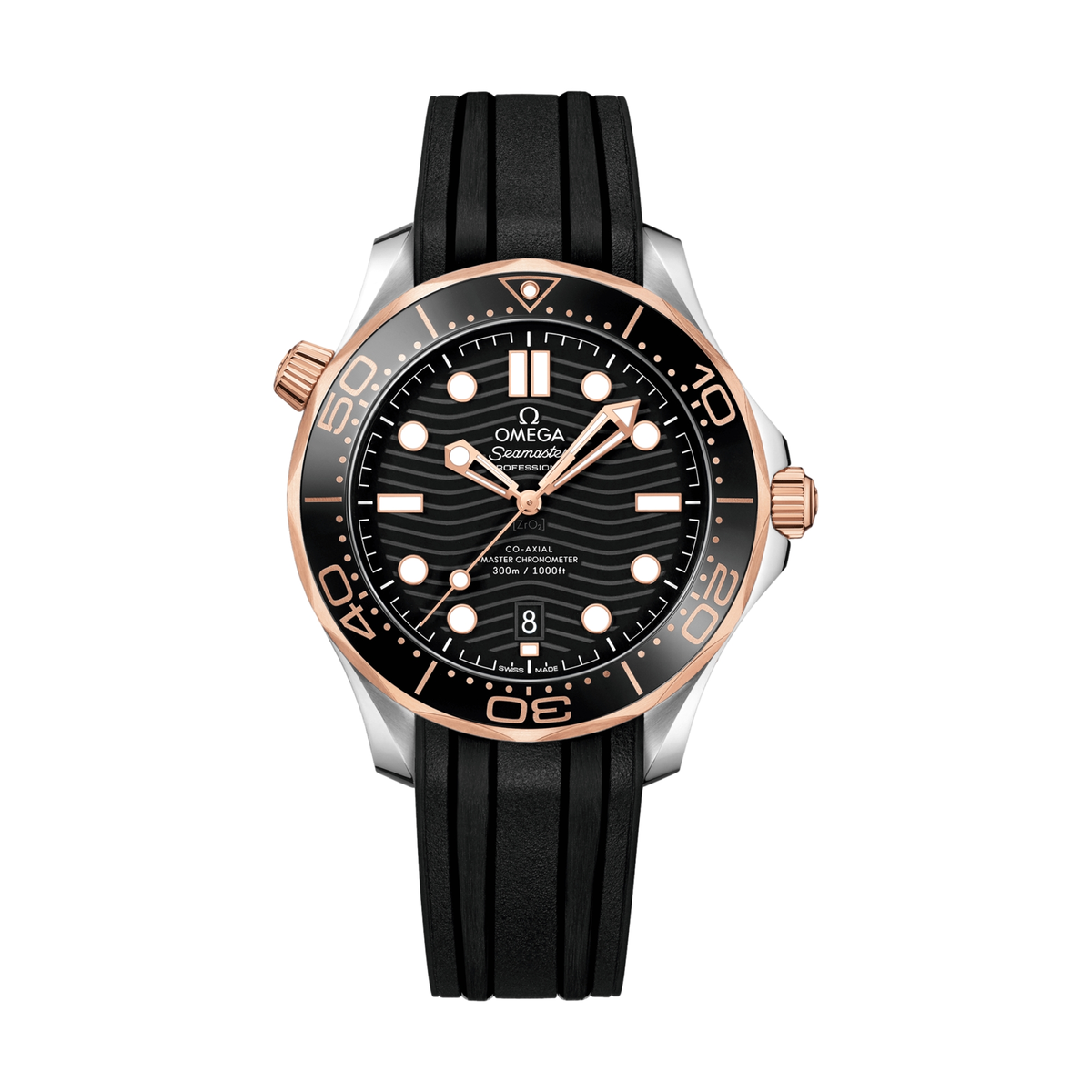 Seamaster Diver 300M Stainless Steel and Sedna Gold 42mm - Black on Rubber Strap