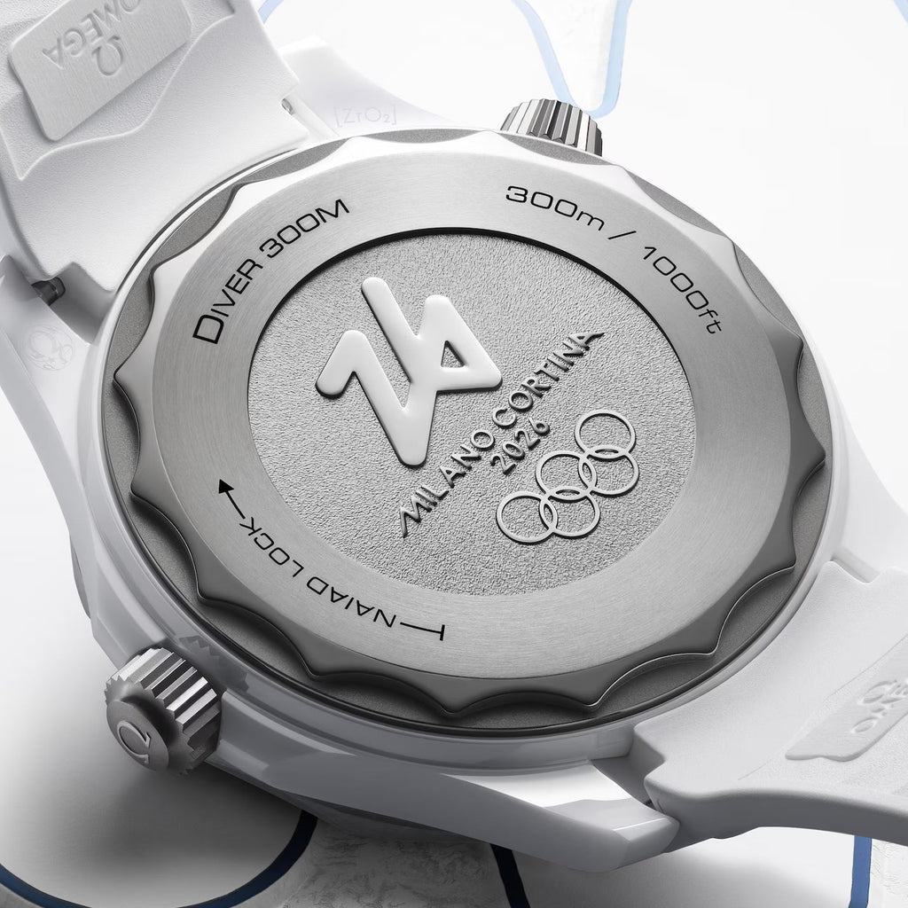 Seamaster Diver 300M Milano Cortina 2026 43.5mm - White on Rubber Strap