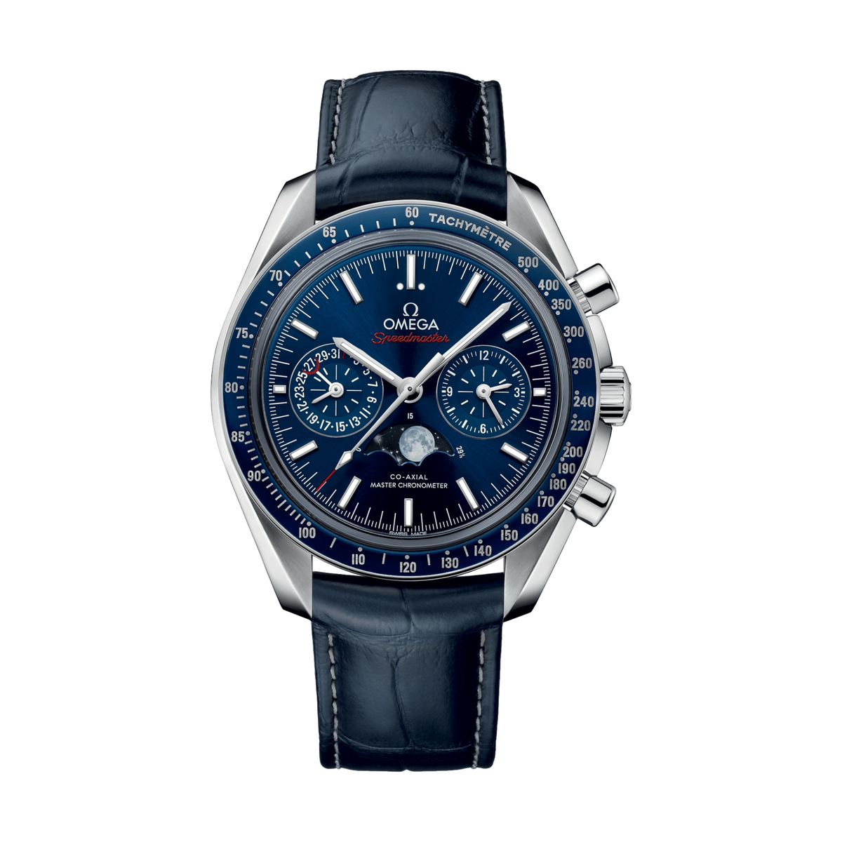 Speedmaster Moonphase Moonphase Chronograph 44.25mm - Blue on Leather Strap