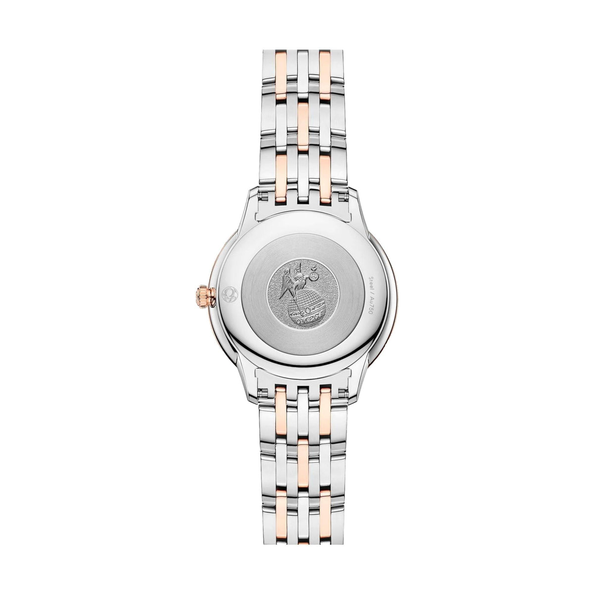 De Ville Prestige Quartz Steel and Sedna Gold 30mm - White, Mother-of-Pearl on Bracelet