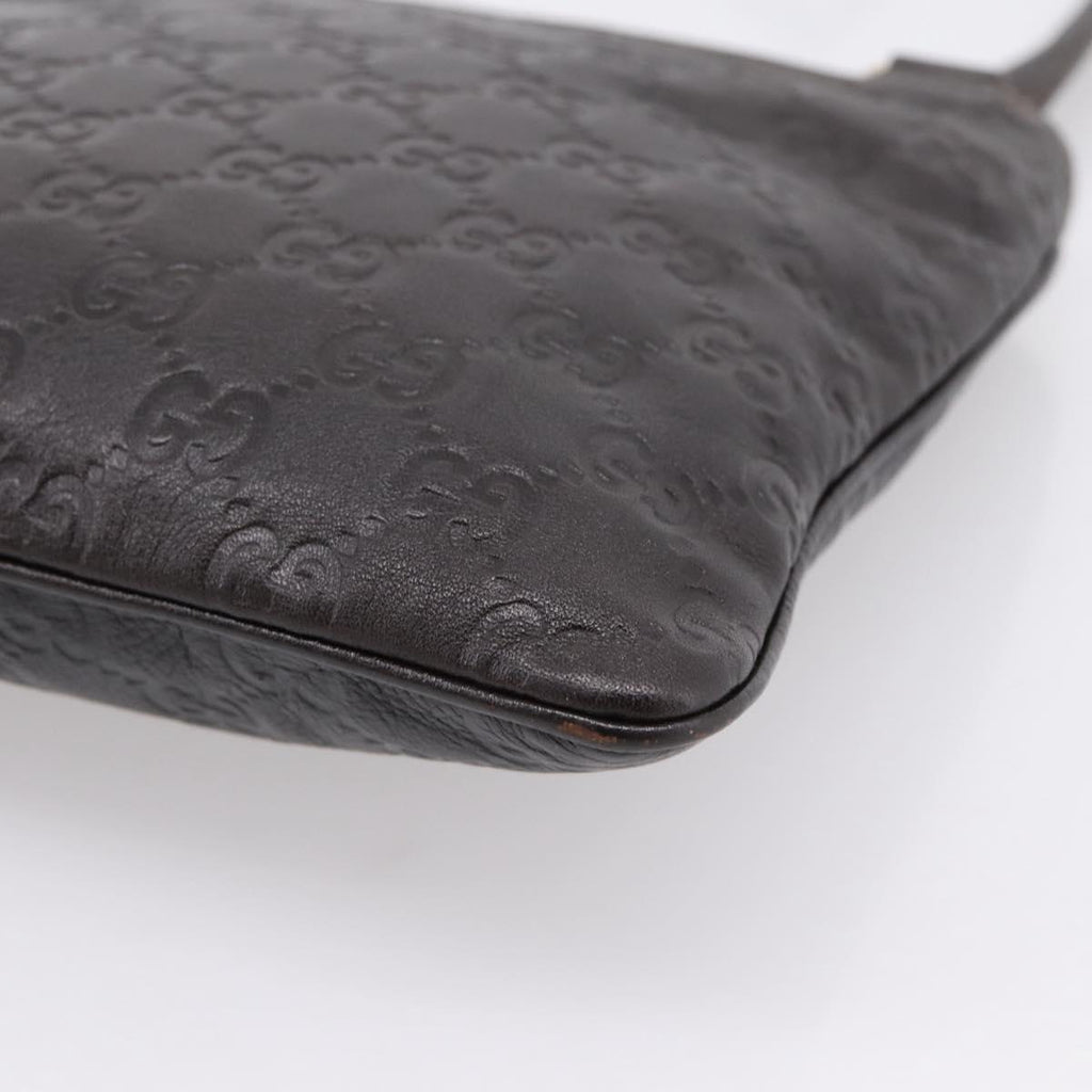 GUCCI GuccissimaGG Shoulder Bag Leather Dark Brown Gold Tone 201538 Auth SW2875V