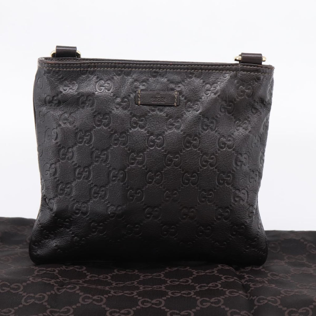 GUCCI GuccissimaGG Shoulder Bag Leather Dark Brown Gold Tone 201538 Auth SW2875V