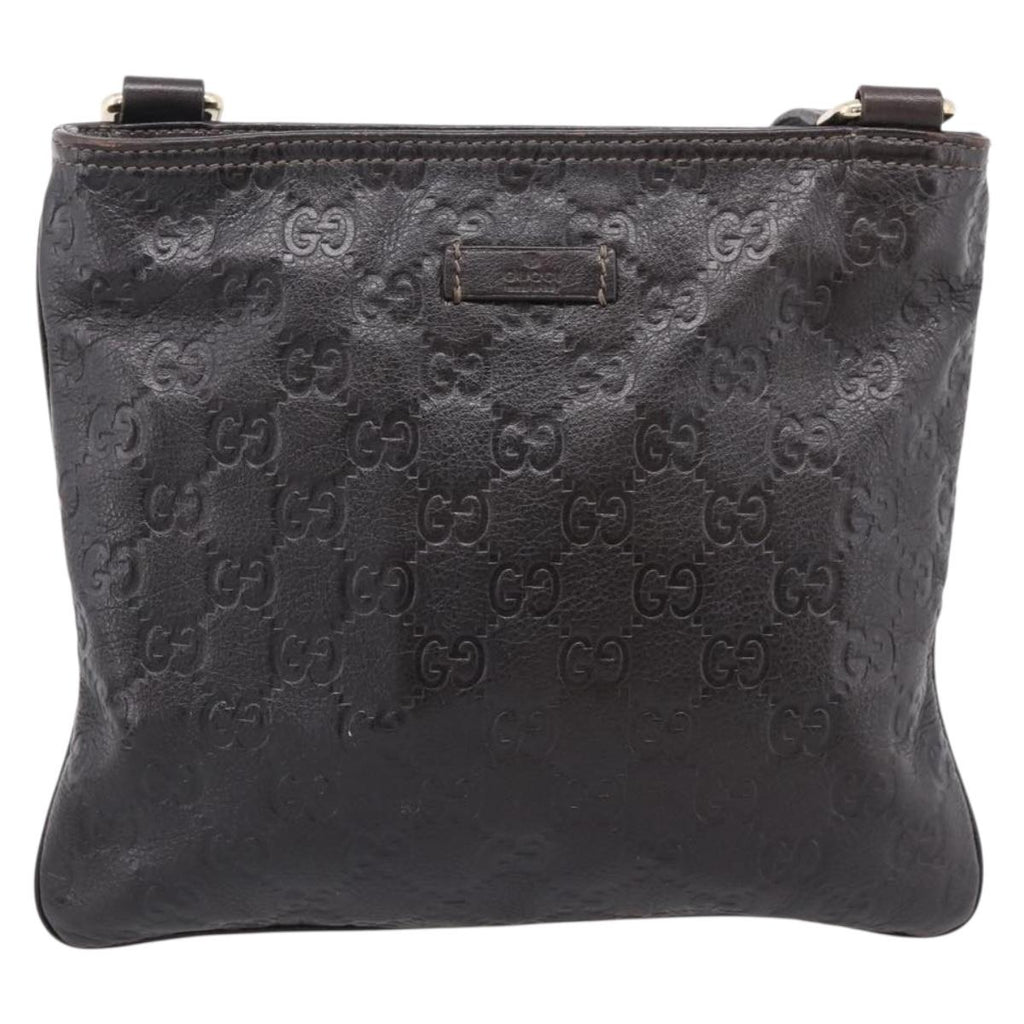 GUCCI GuccissimaGG Shoulder Bag Leather Dark Brown Gold Tone 201538 Auth SW2875V