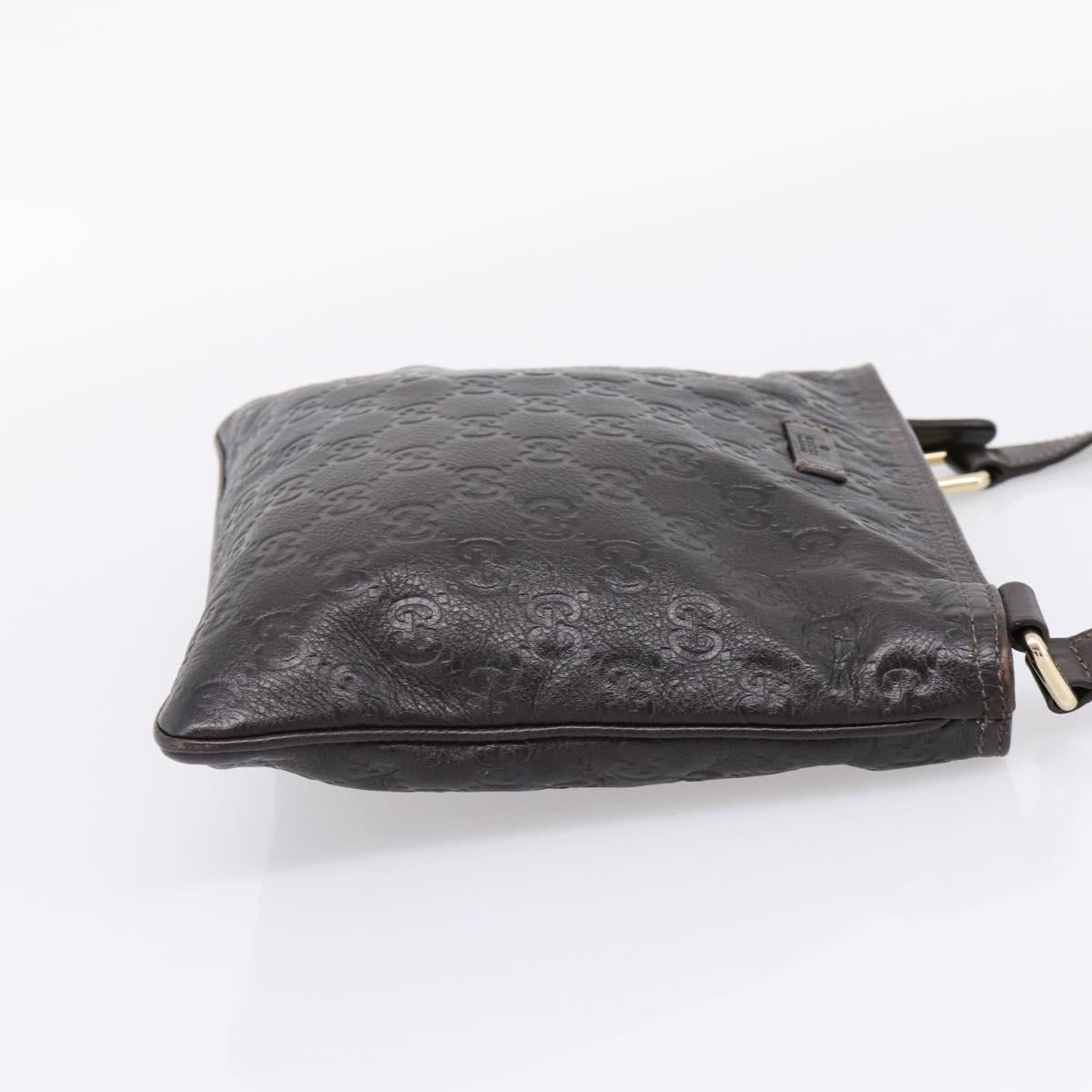 GUCCI GuccissimaGG Shoulder Bag Leather Dark Brown Gold Tone 201538 Auth SW2875V