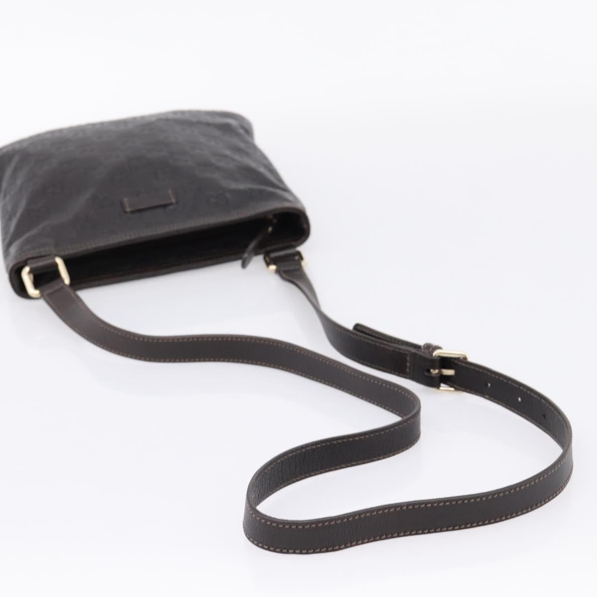 GUCCI GuccissimaGG Shoulder Bag Leather Dark Brown Gold Tone 201538 Auth SW2875V