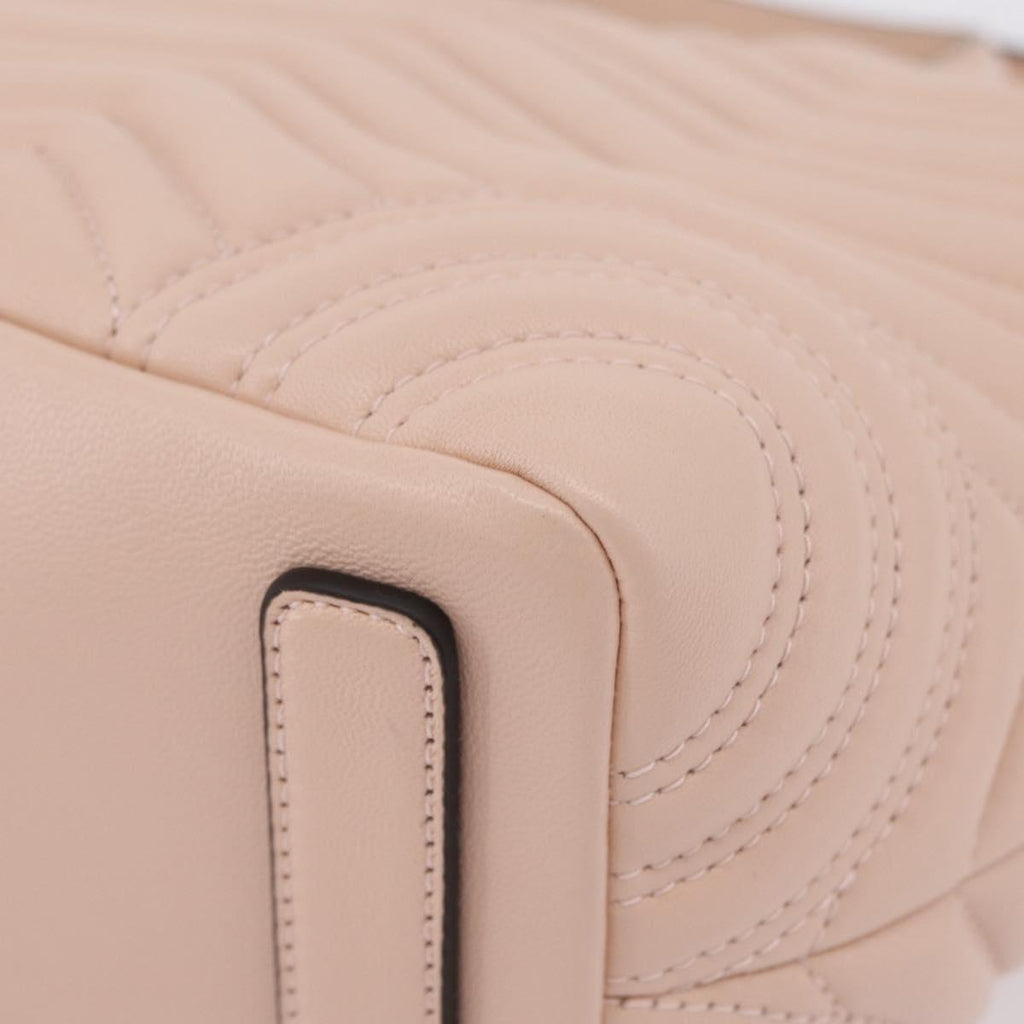 GUCCI GG Marmont Hand Bag Leather 2way Pink Gold Tone 847386 Auth SW2876M