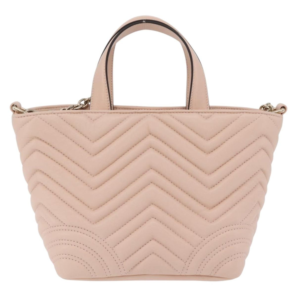 GUCCI GG Marmont Hand Bag Leather 2way Pink Gold Tone 847386 Auth SW2876M